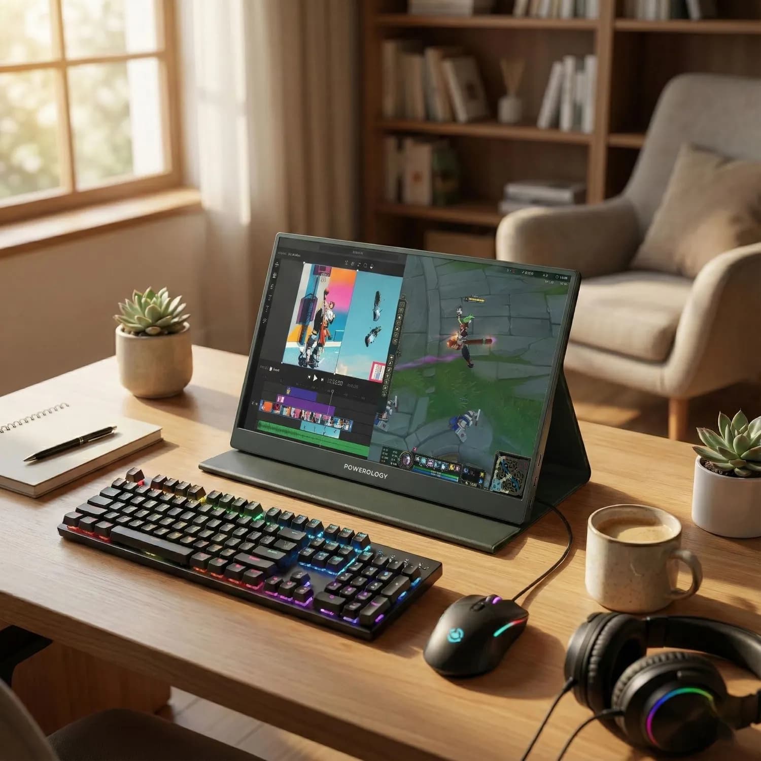 Powerology Portable Monitor - 15.6" FHD 144Hz IPS, Black 5