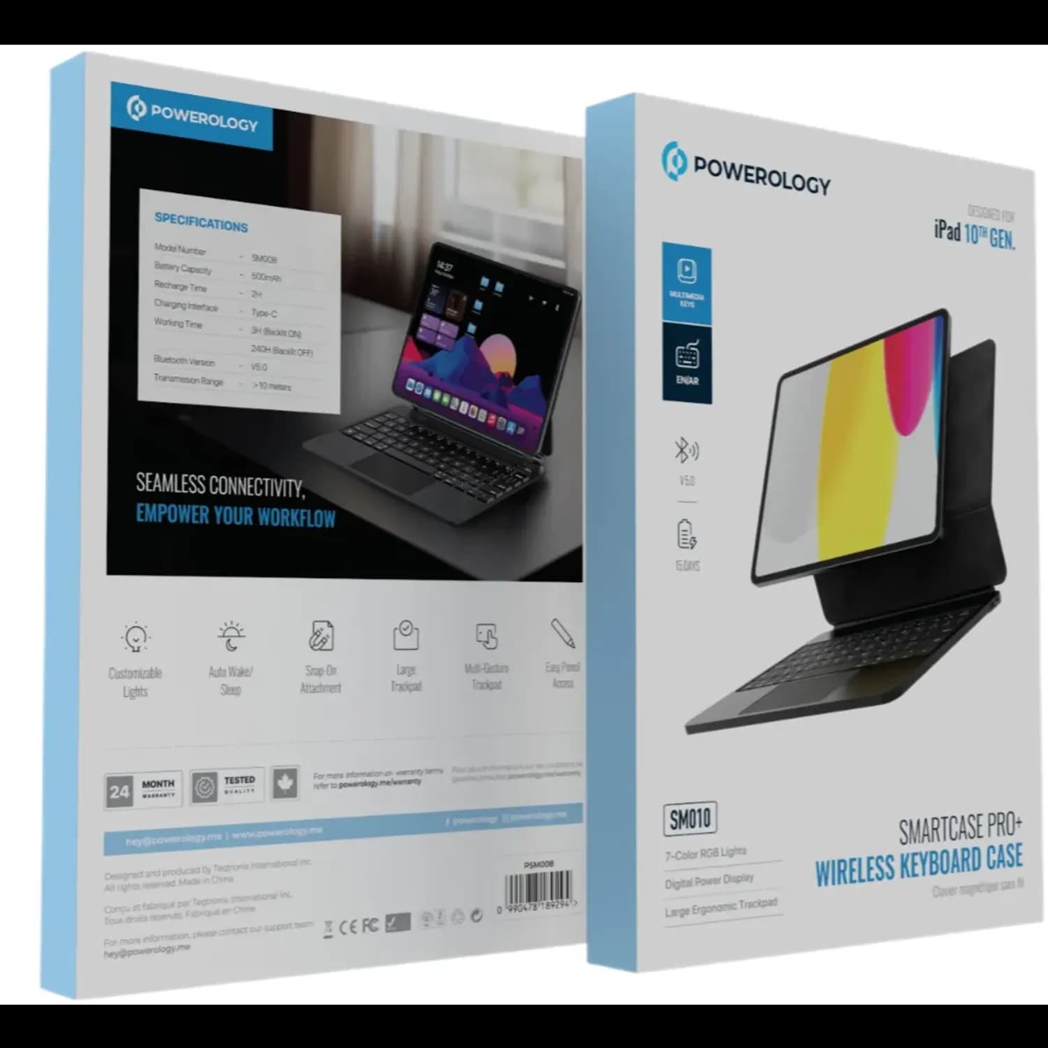 Powerology Wireless Keyboard Case Smartcase Pro+ - iPad 10th Gen, Black 4