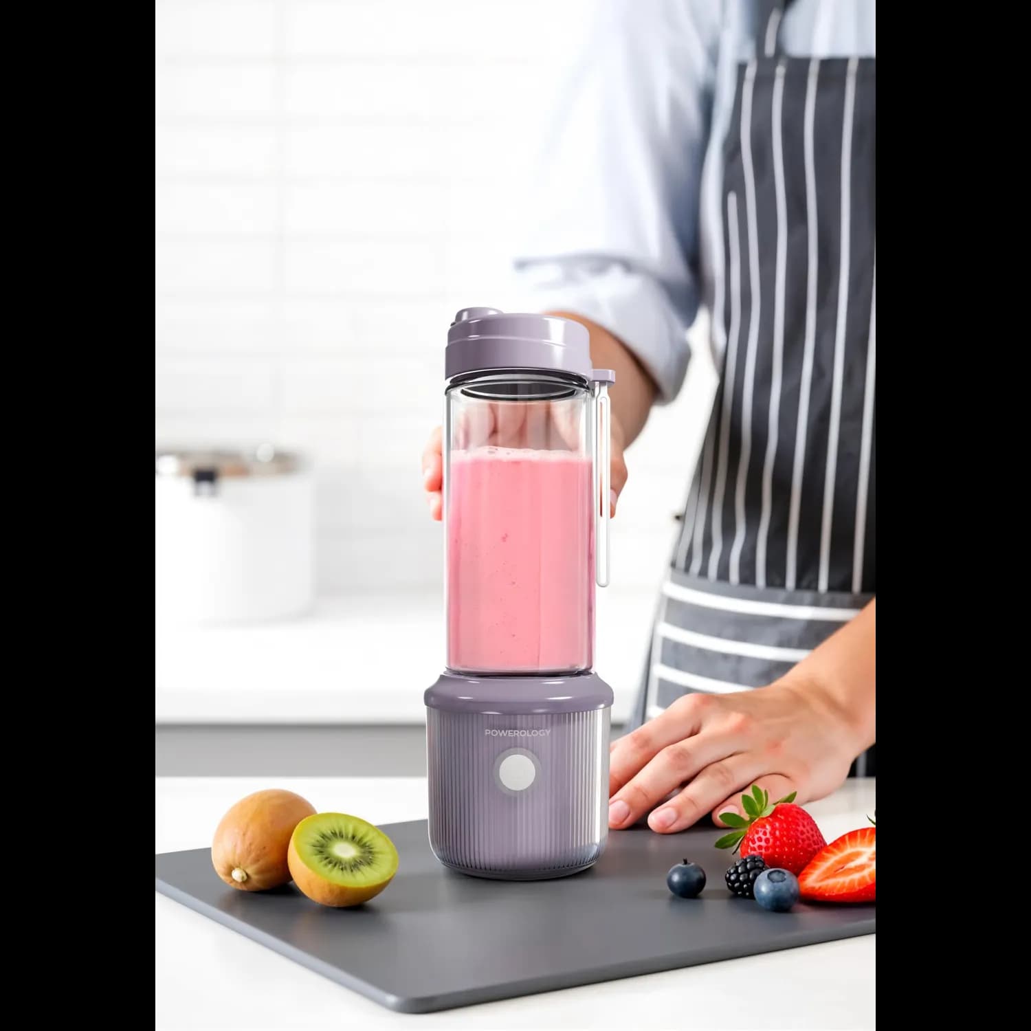 Powerology Portable Smoothie Blender - 1L, USB-C Rechargeable, Lavender 3