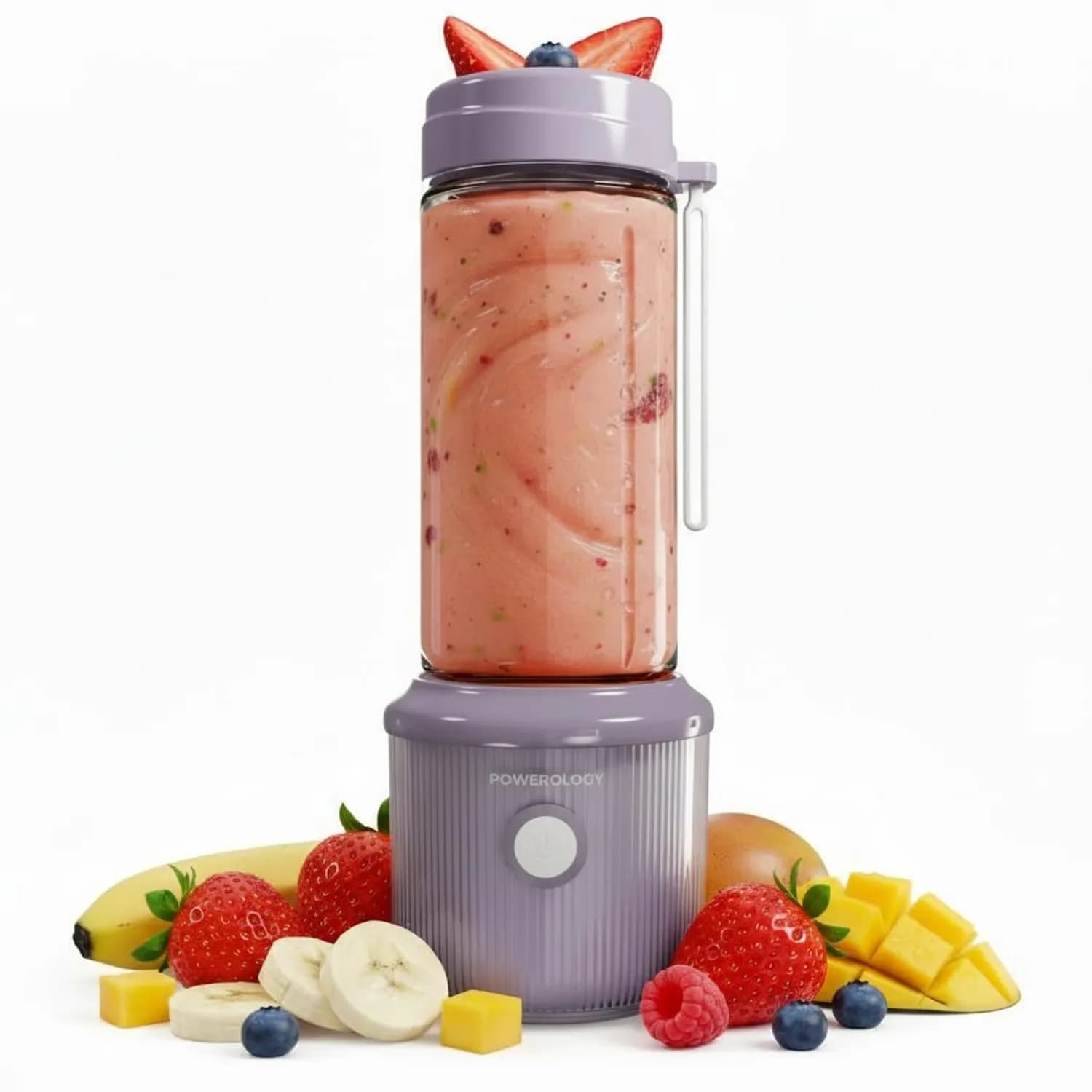 Powerology Portable Smoothie Blender - 1L, USB-C Rechargeable, Lavender 1