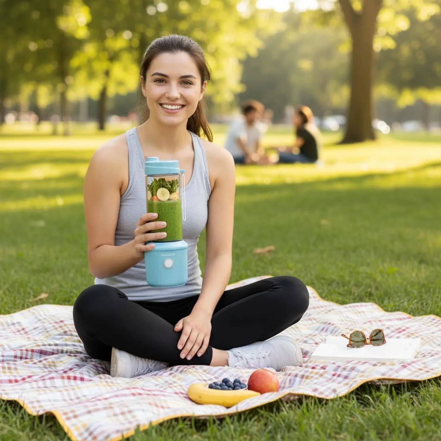Powerology Portable Smoothie Blender - 1L, USB-C Rechargeable, Light Blue 2