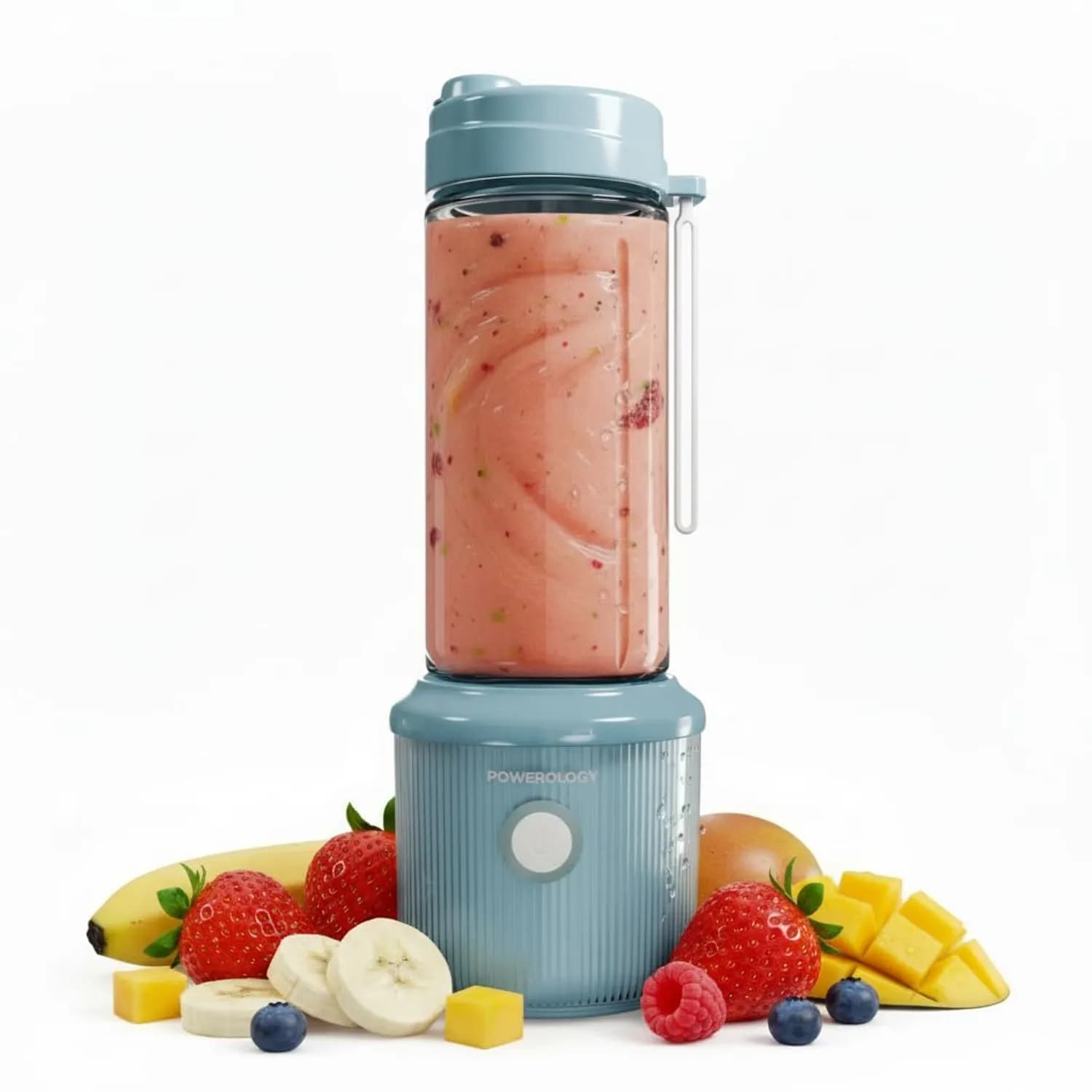 Powerology Portable Smoothie Blender - 1L, USB-C Rechargeable, Light Blue 1