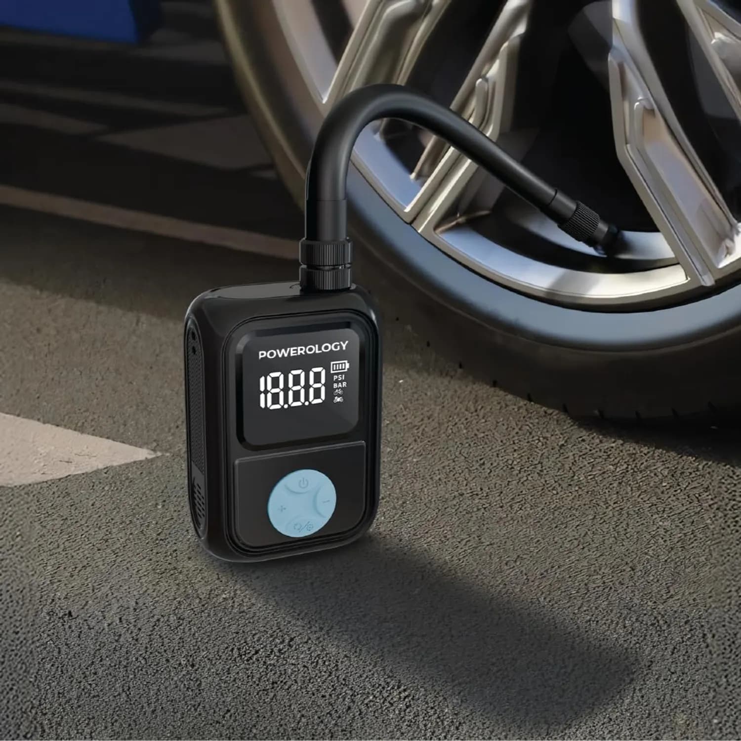 Powerology Electric Tire Inflator - 48W, 150 PSI, Black 5