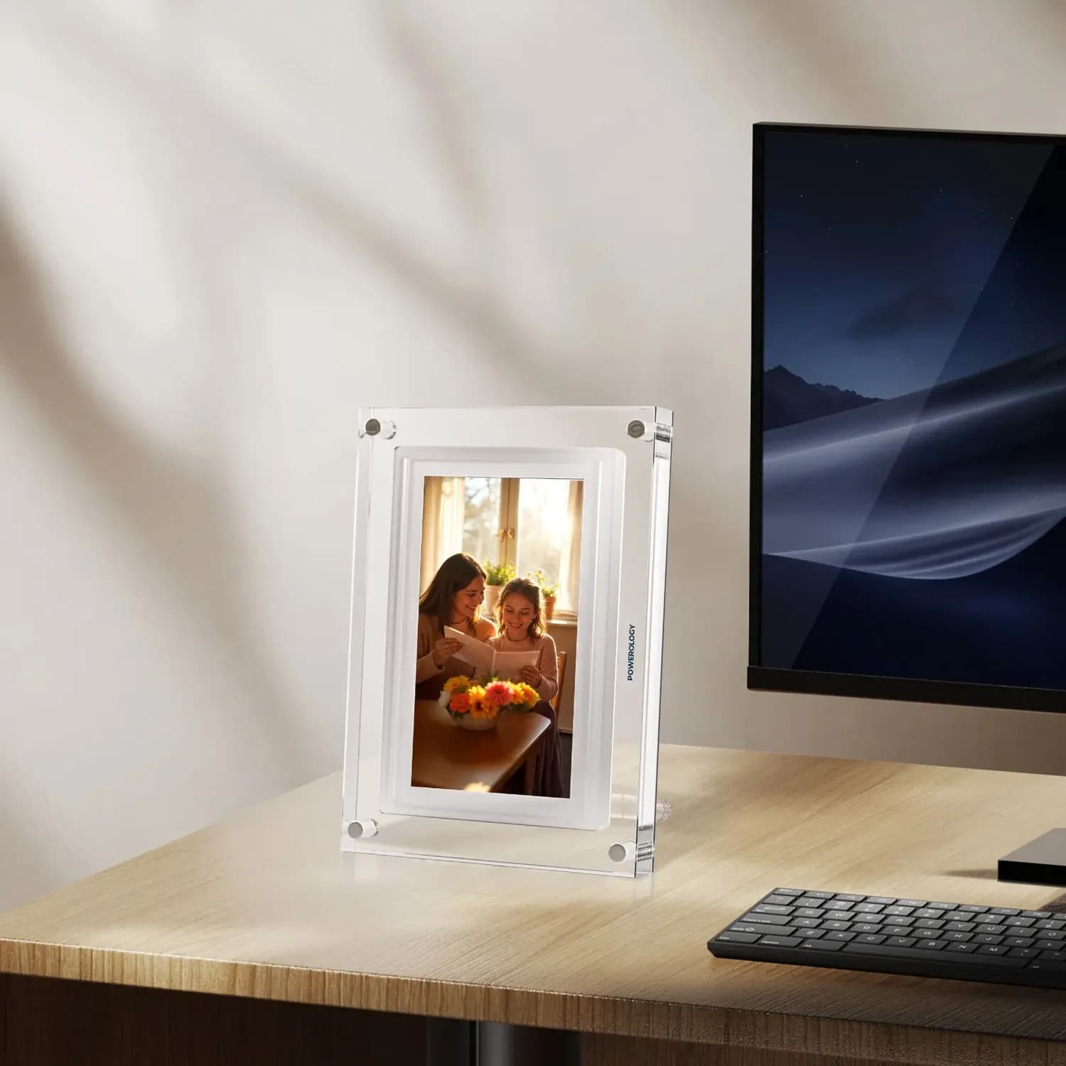 Powerology Digital Photo Frame - 7" IPS Touchscreen, White 2