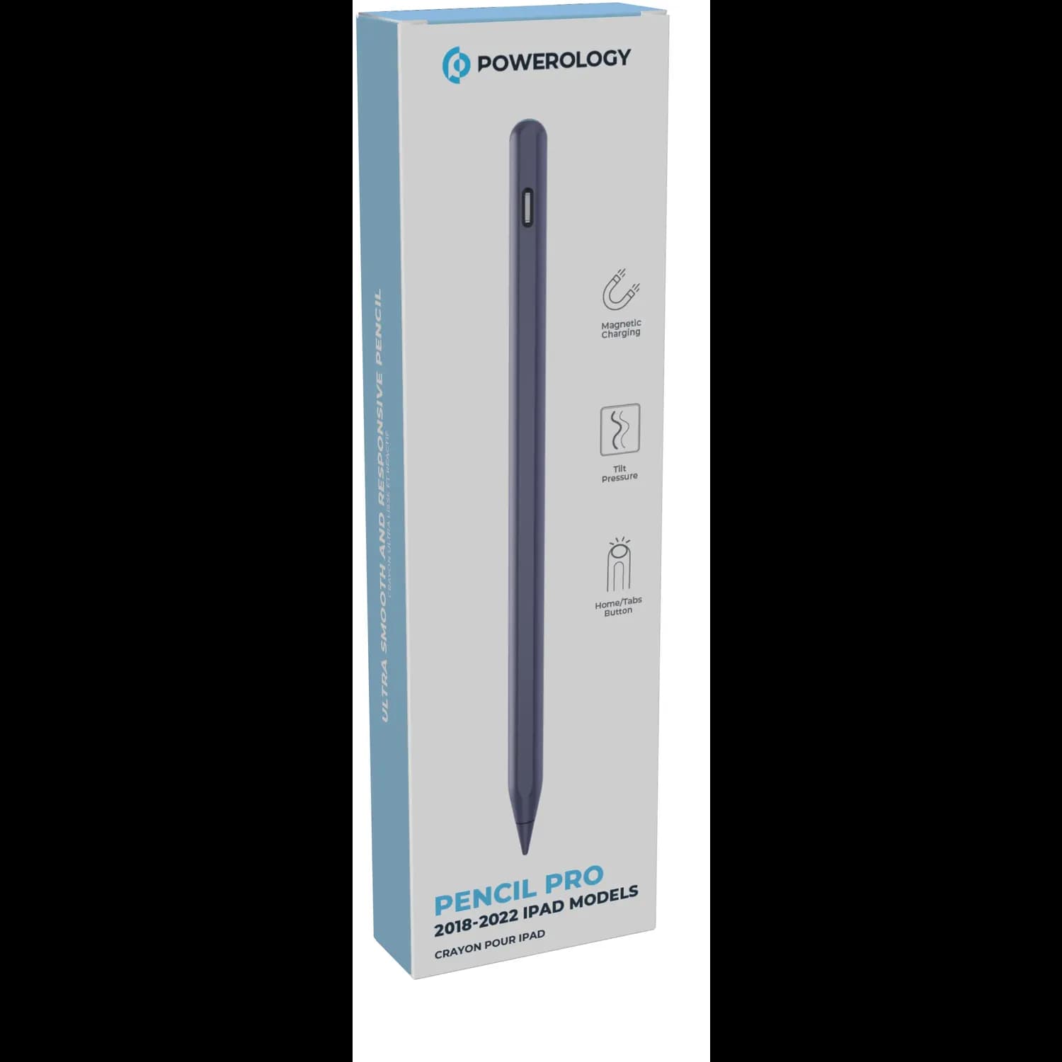 Powerology Pencil Pro - Magnetic Wireless Charging, Blue — Black 3