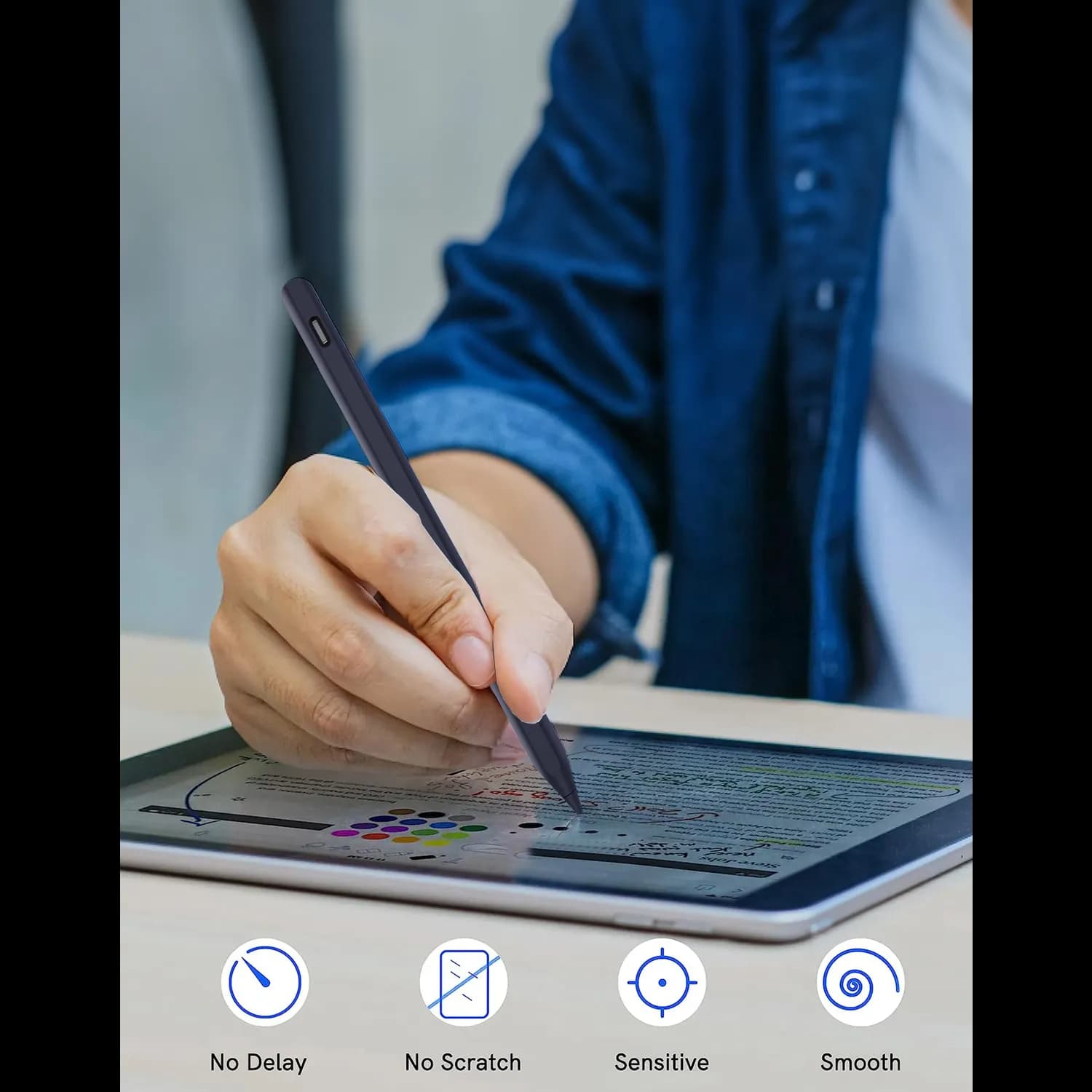 Powerology Pencil Pro - Magnetic Wireless Charging, Blue — Black 5