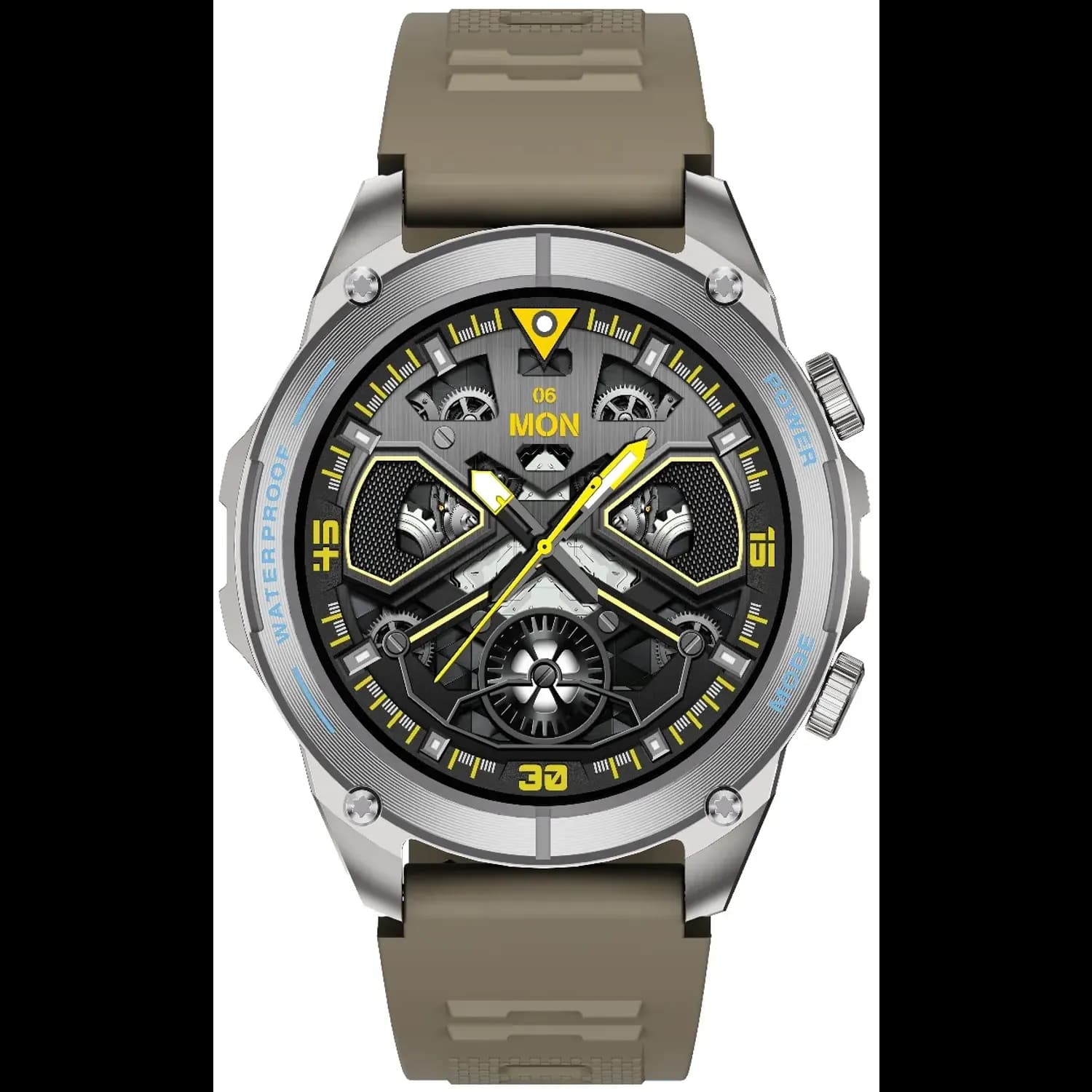 Powerology Smart Watch Titan - Rugged GPS, Khaki — Black 5