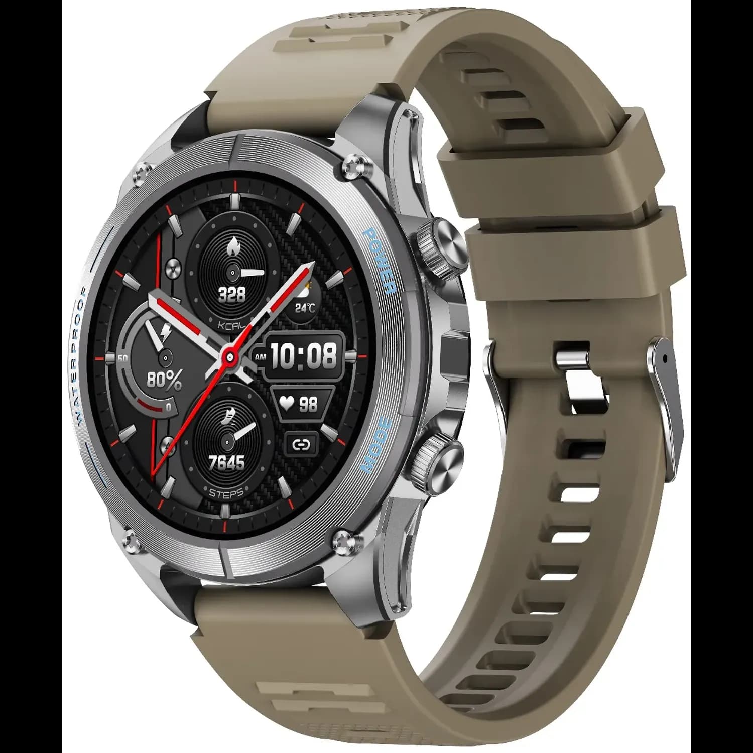 Powerology Smart Watch Titan - Rugged GPS, Khaki — Black 6