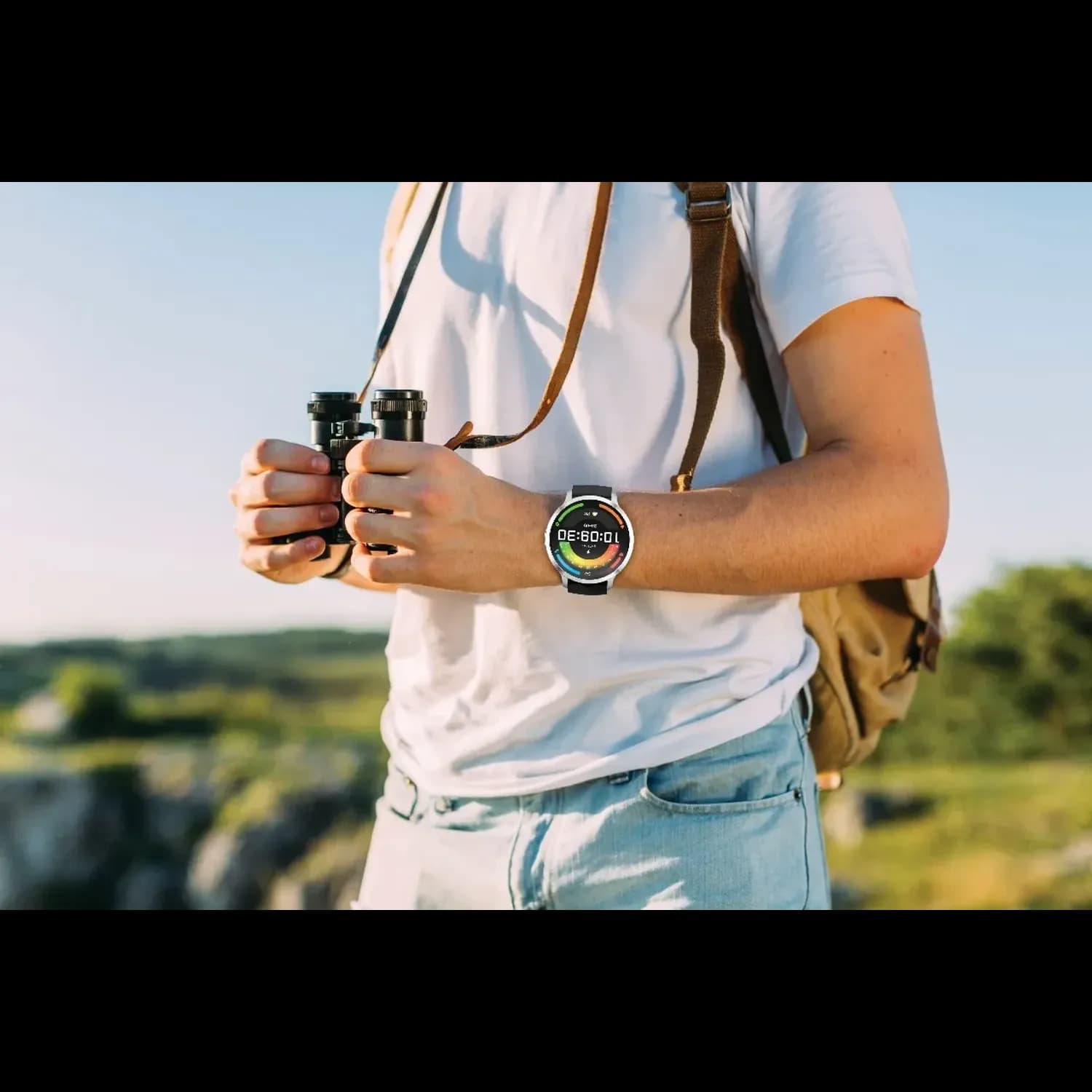 Powerology Smart Watch Aura - 1.73" AMOLED Display, Silver — Black 4