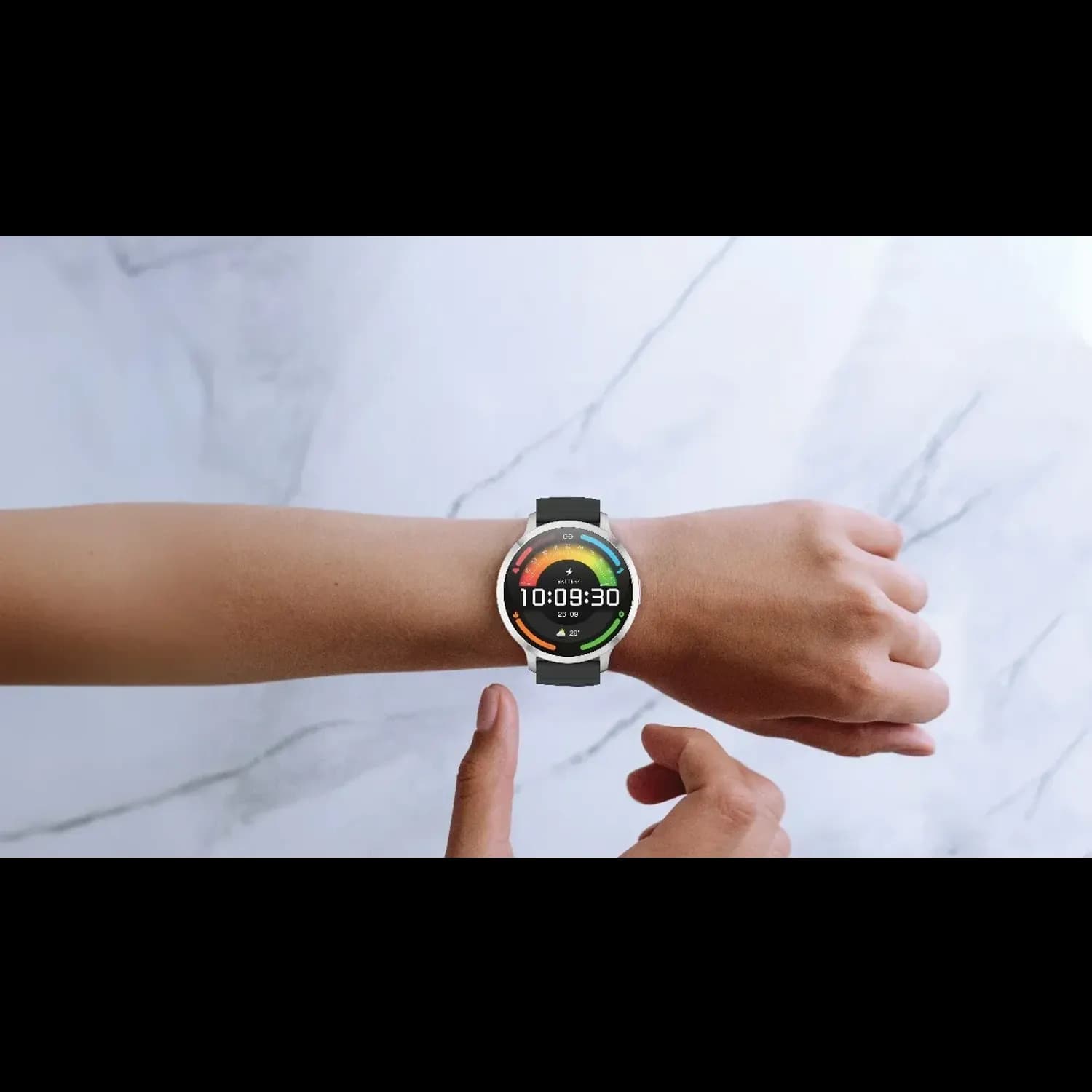 Powerology Smart Watch Aura - 1.73" AMOLED Display, Silver — Black 5