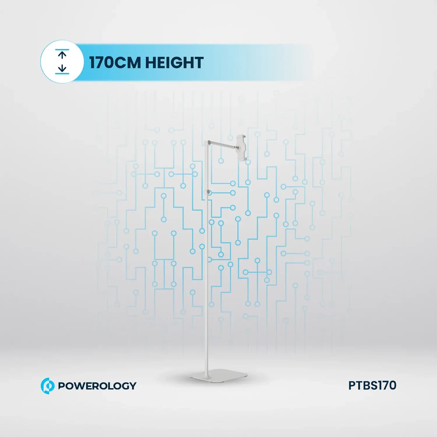 Powerology Floor Stand - Multi-Joint, Adjustable 110-170cm, White 4