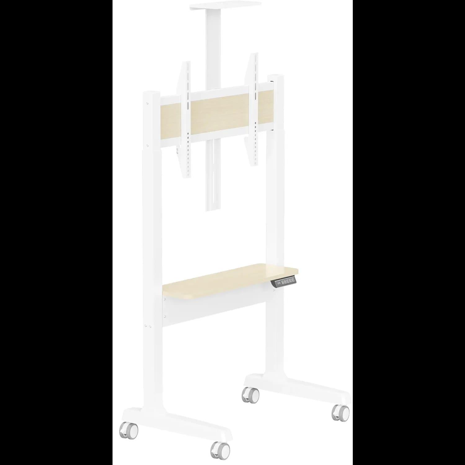 Powerology TV Stand - Electric Height Adjustable, White — Black 4