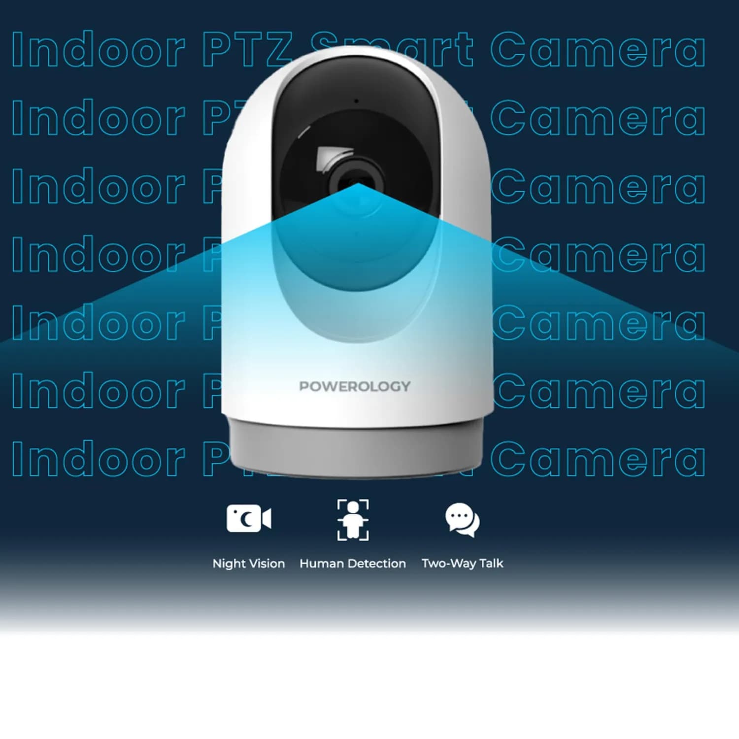 Powerology Indoor PTZ Camera - 3MP FHD, Night Vision, White 4