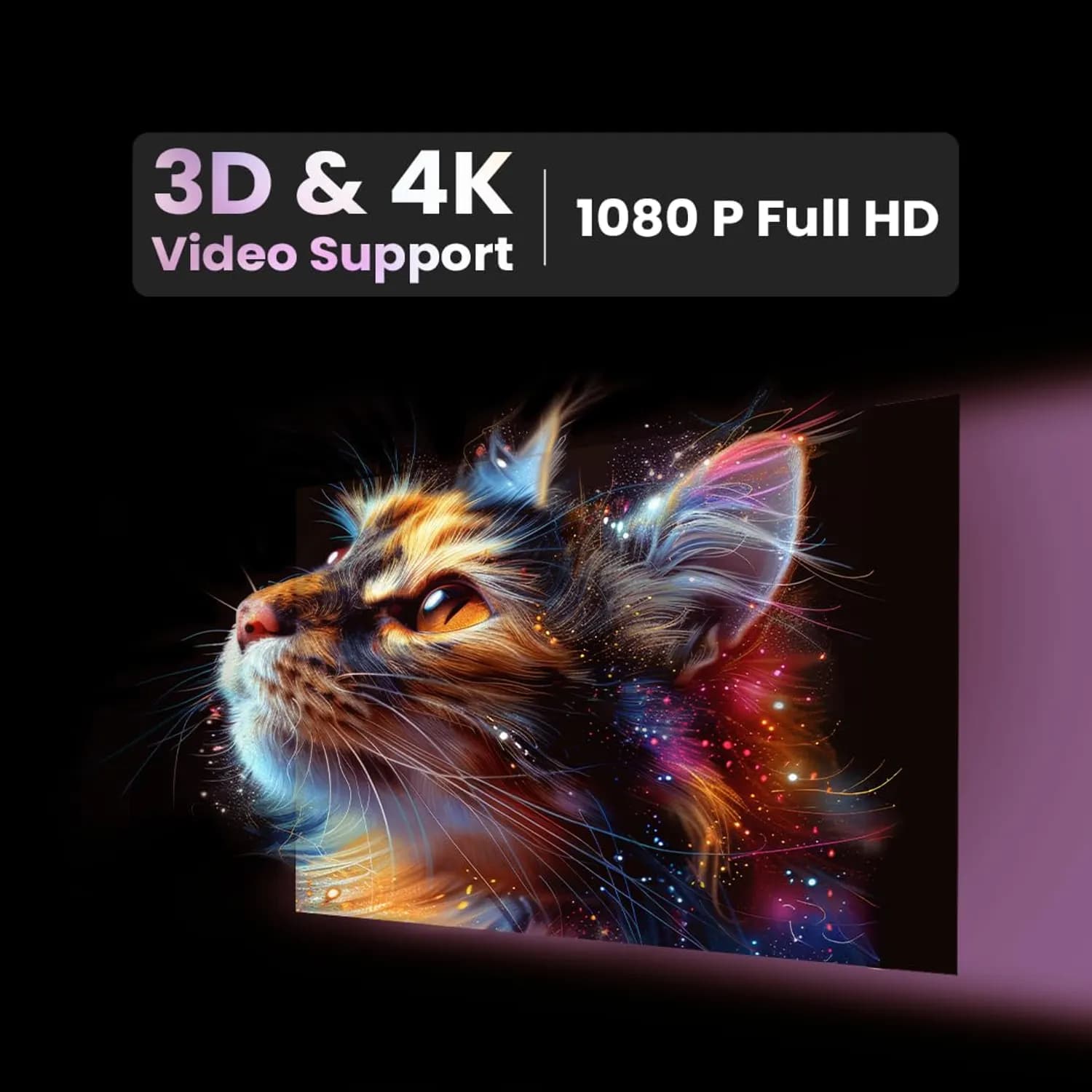 Powerology Mini DLP Projector - 4K WiFi Bluetooth, Portable 4