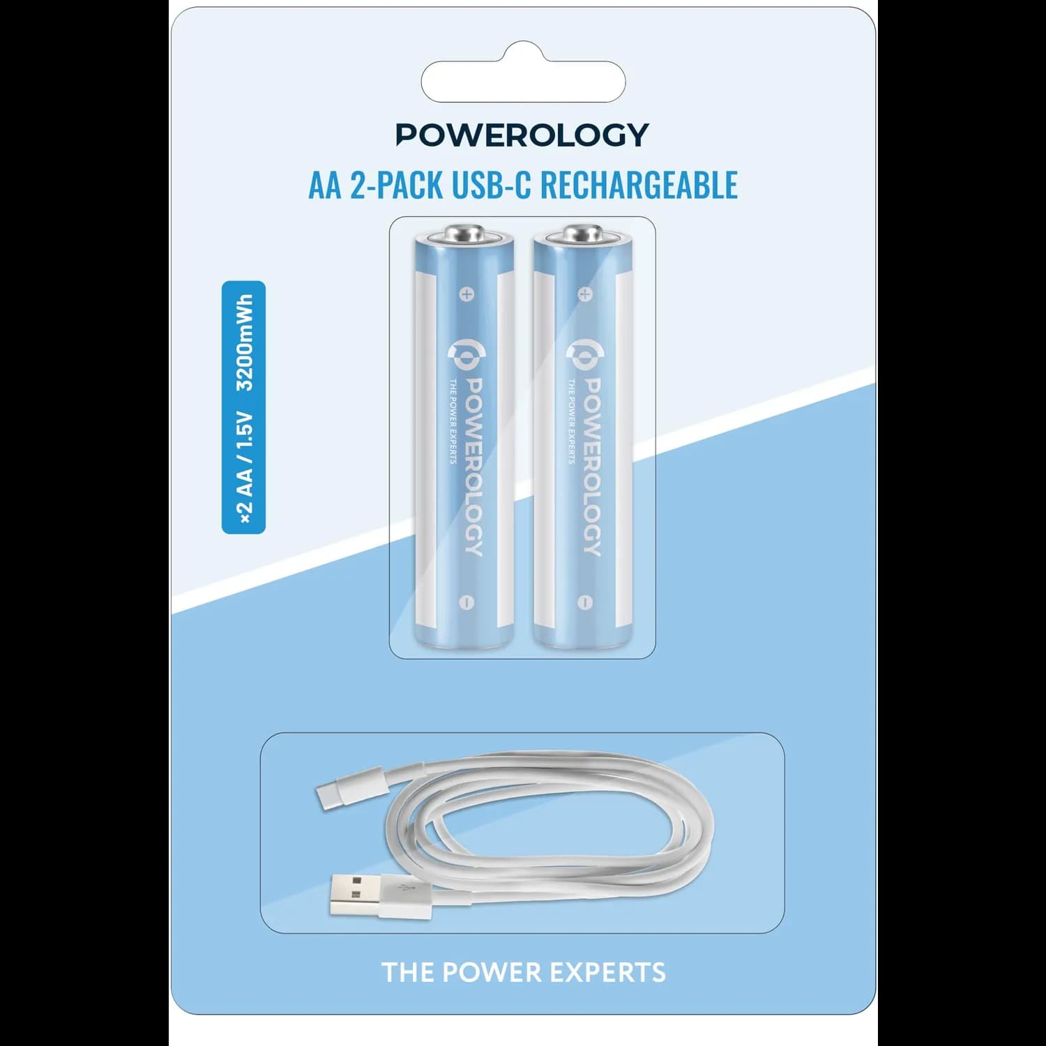 Powerology AA Lithium-Ion Rechargeable Batteries - USB-C, 3200mWh 1 Powerology AA Lithium-Ion Rechargeable Batteries - USB-C, 3200mWh 1