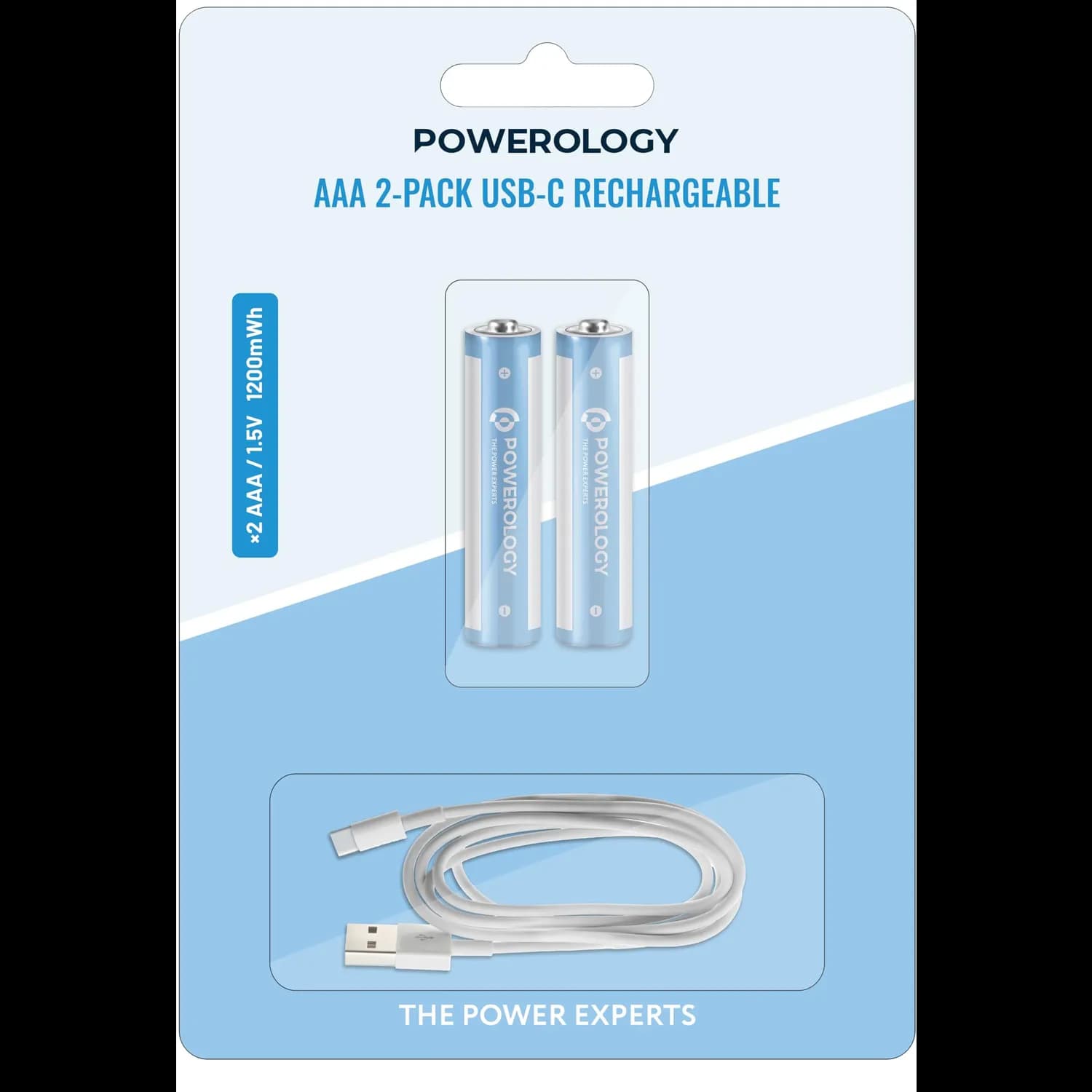 Powerology AAA Lithium-Ion Rechargeable Batteries - USB-C Charging, 1200mWh 1 Powerology AAA Lithium-Ion Rechargeable Batteries - USB-C Charging, 1200mWh 1