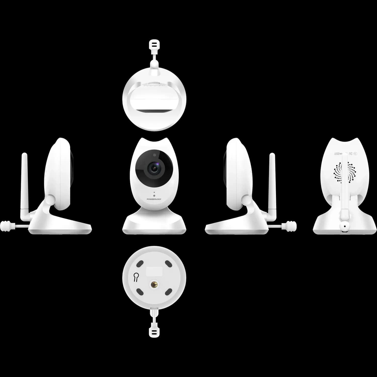 Powerology Baby Monitor - Two-Way Audio, White 3