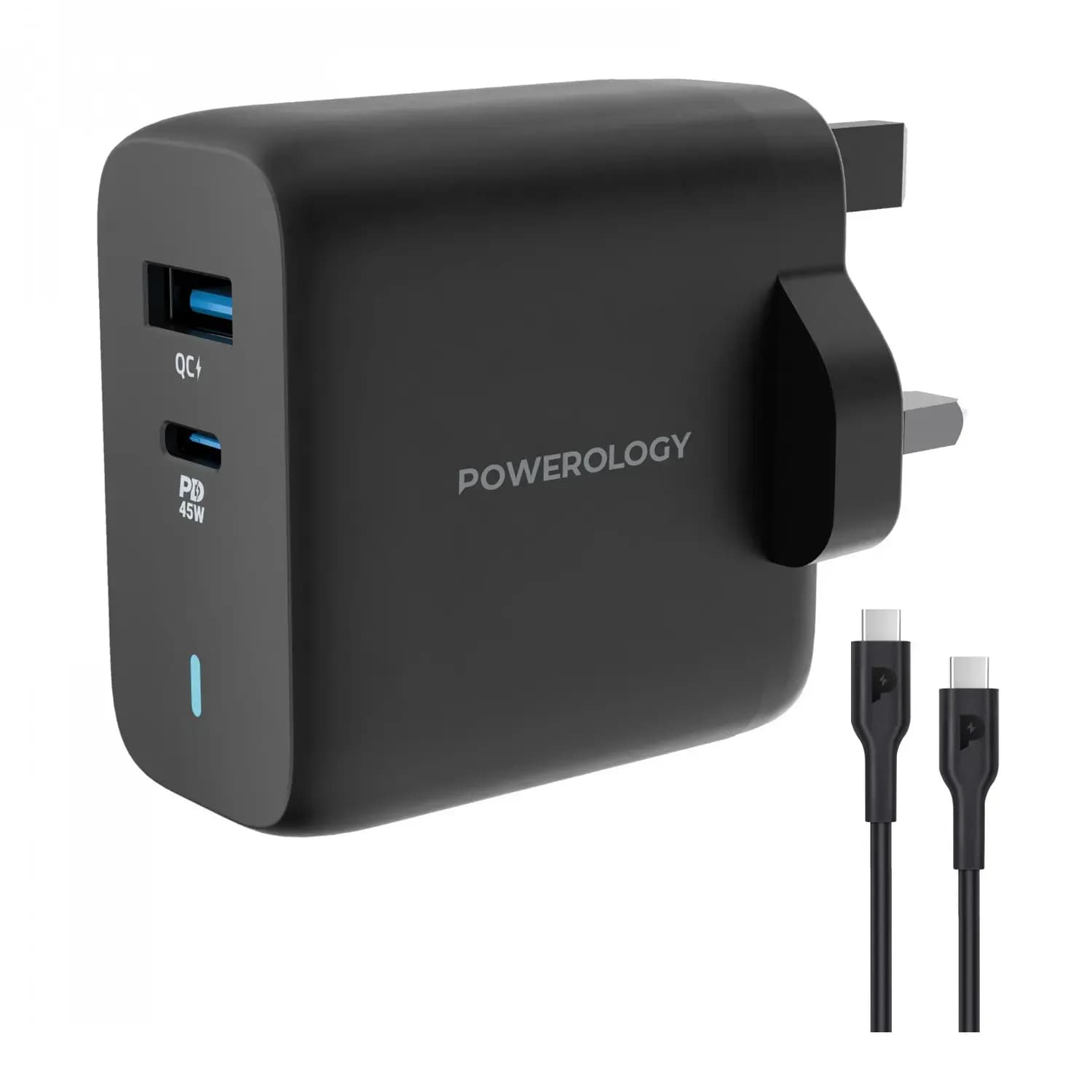 Powerology GaN Charger - 63W PD & QC3.0, Black 1 Powerology GaN Charger - 63W PD & QC3.0, Black 1