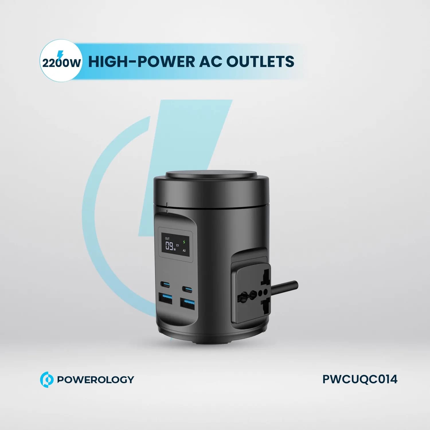 Powerology Magsafe Power Hub - 65W PD, 15W Wireless, UK Plug, Black 5