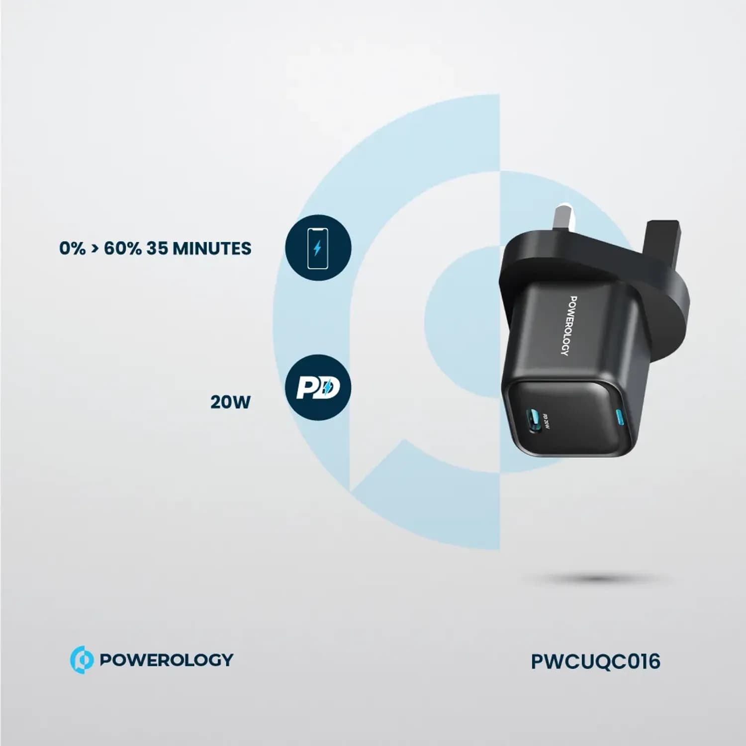 Powerology GaN Charger - Ultra-Compact, Black 5