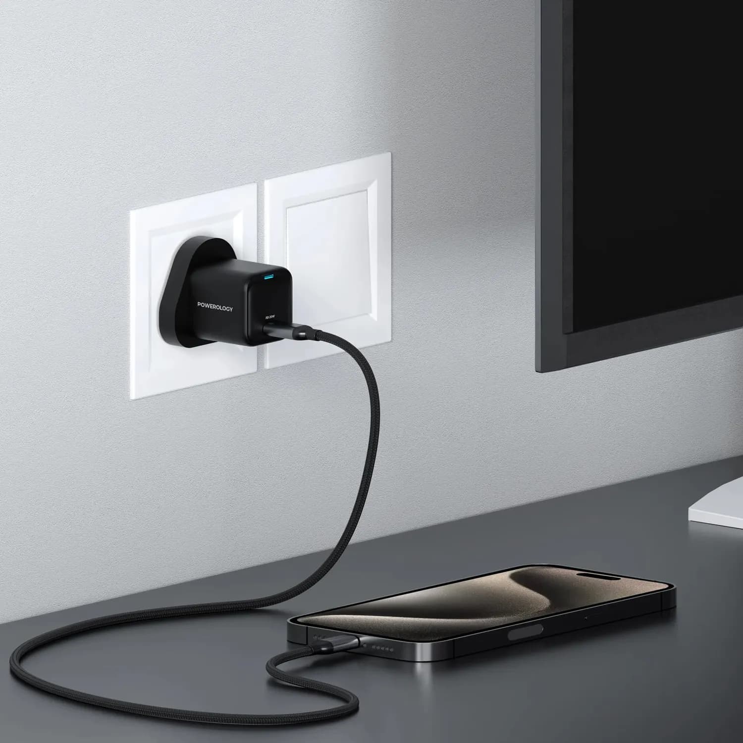 Powerology PD Charger - 20W USB-C, UK, Black 2