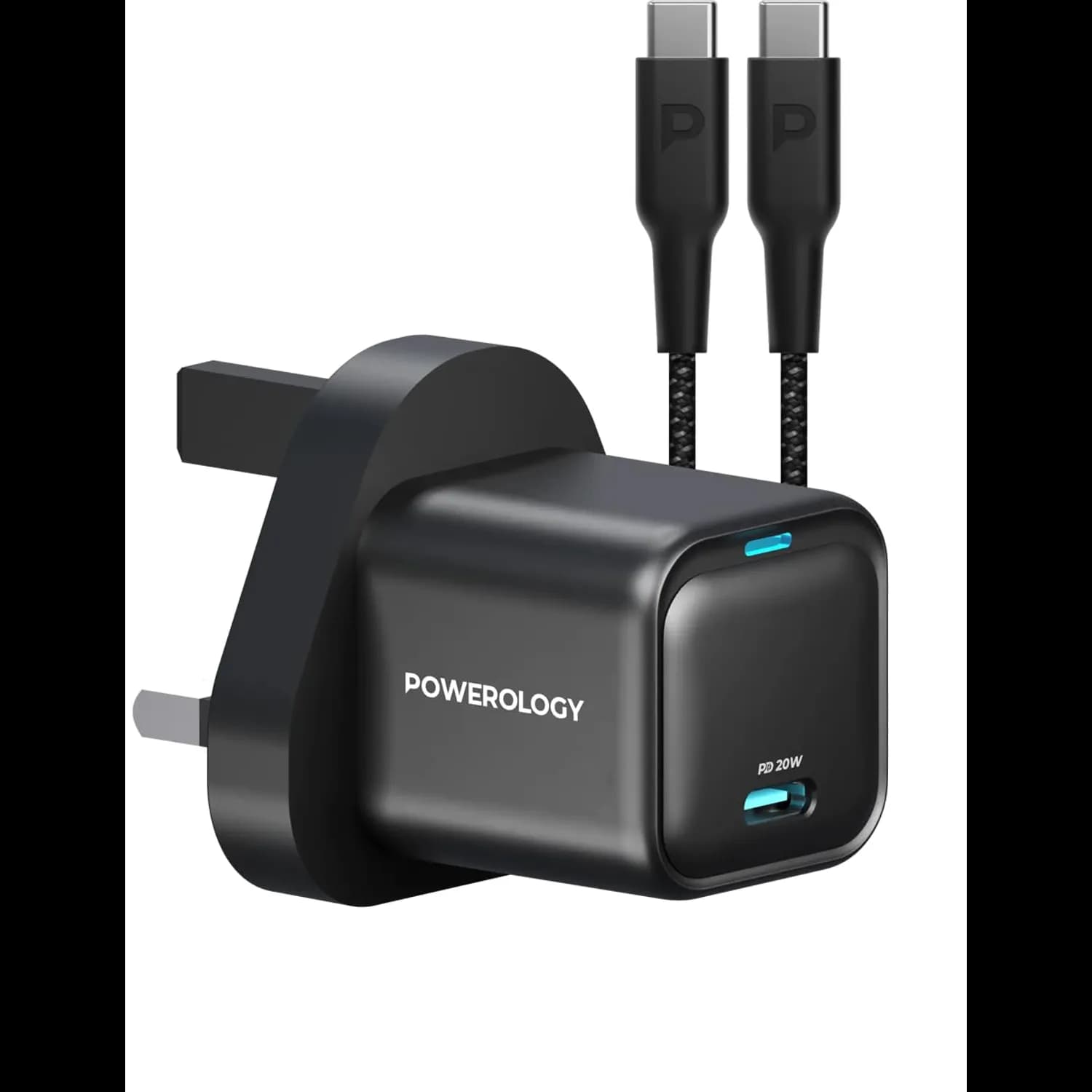 Powerology PD Charger - 20W USB-C, UK, Black 1