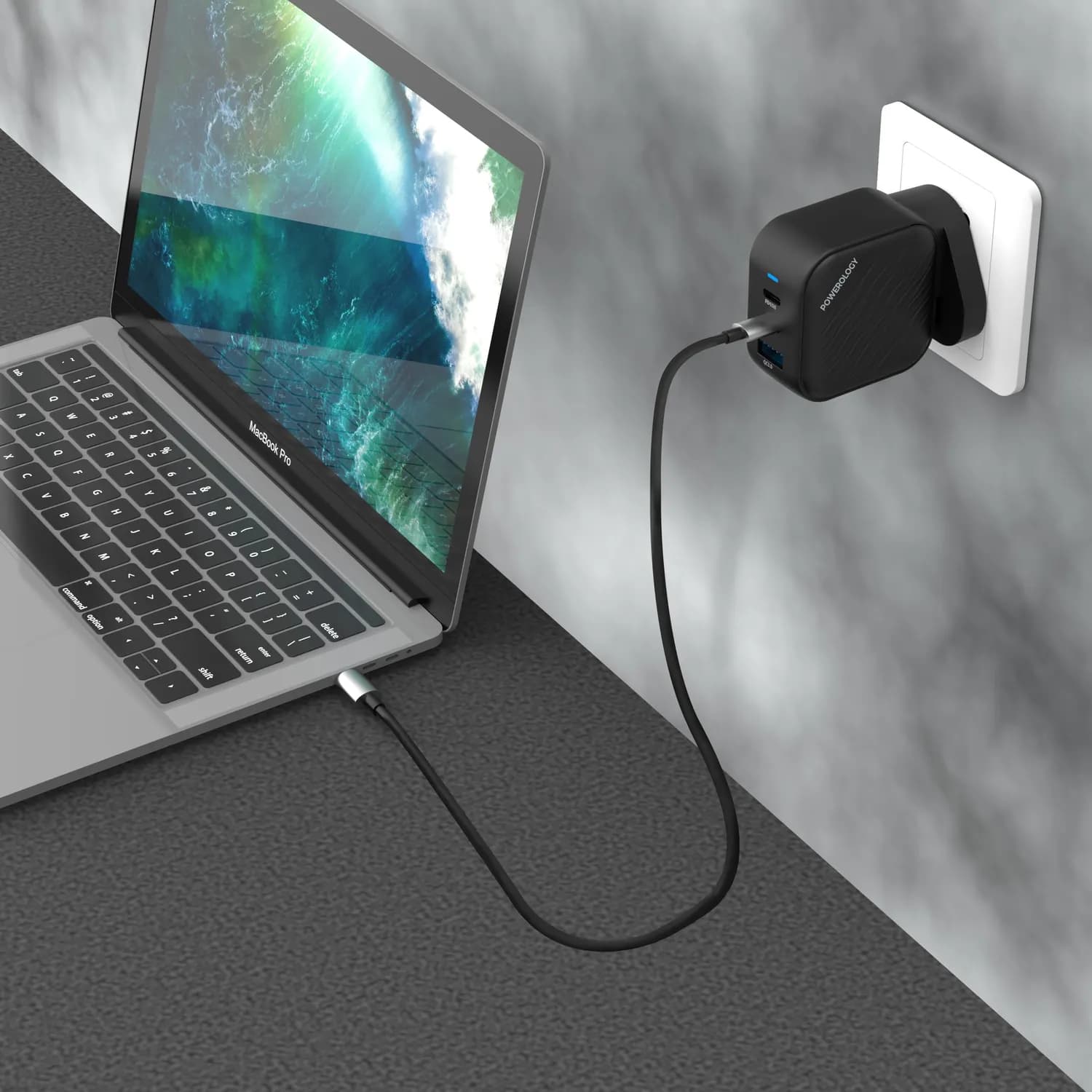 Powerology Charger - 65W Dual PD GaN, Black 4