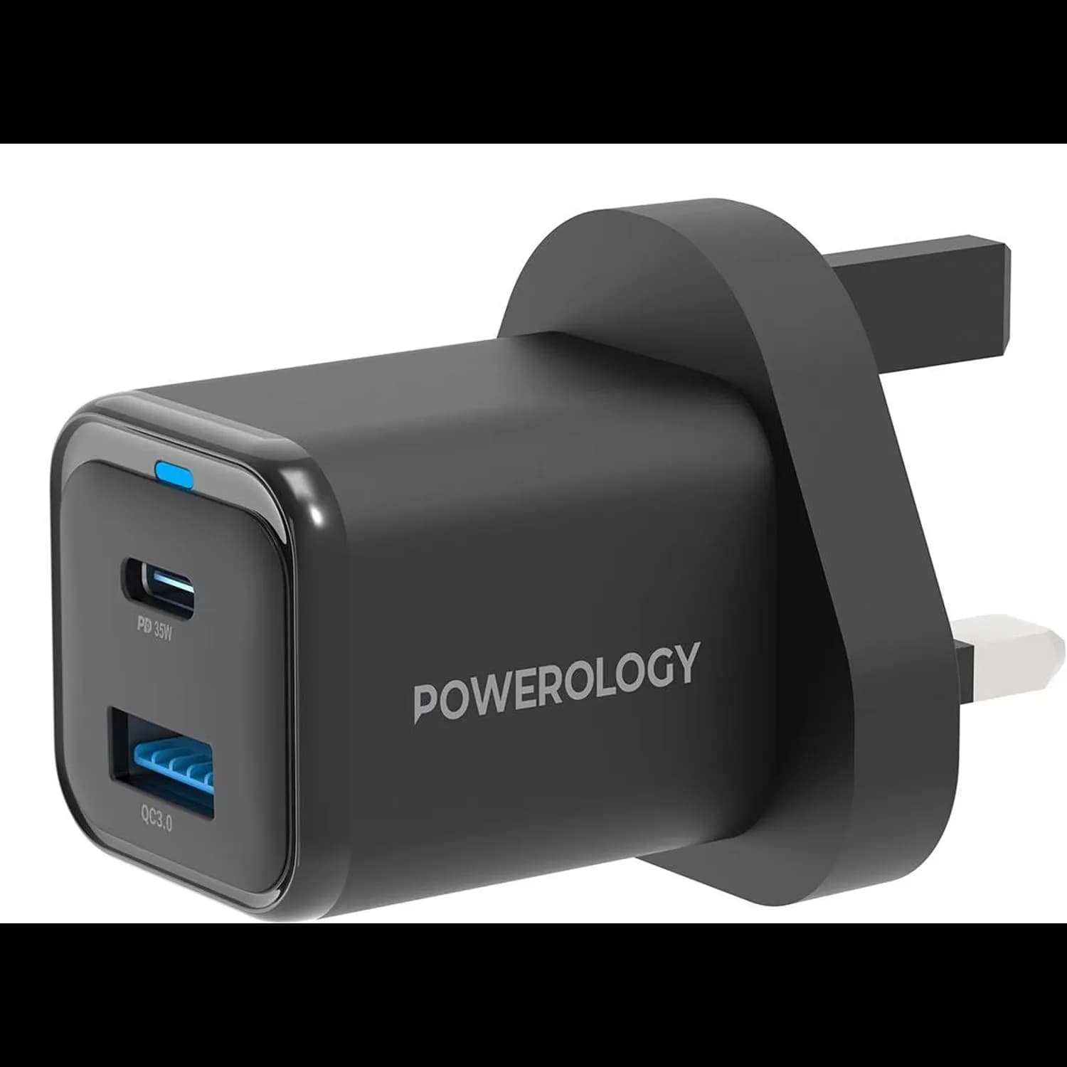 Powerology Quick Charger - 35W USB-C to Lightning, Black 1