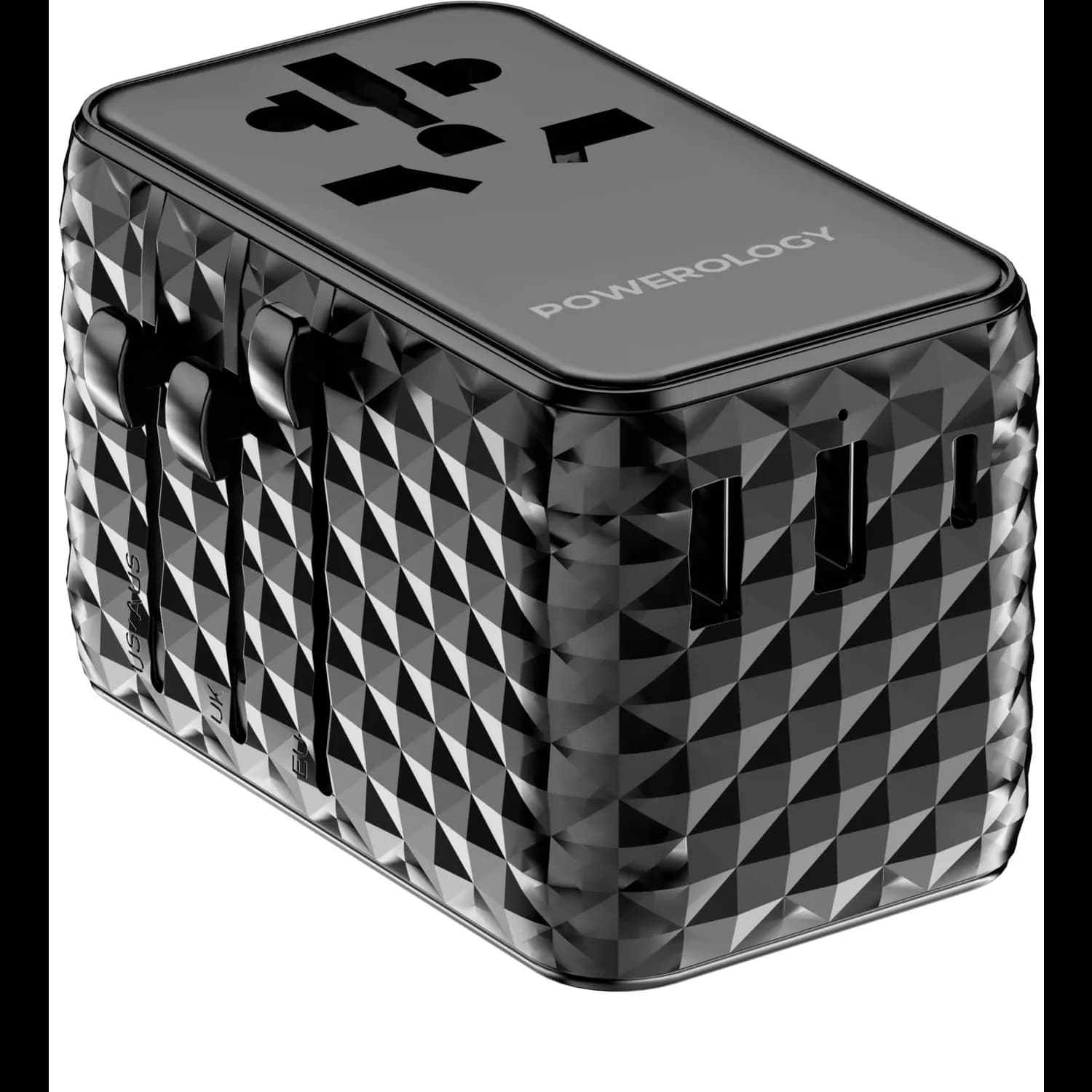 Powerology Travel Adapter PWCUQC028-BK - 20W GaN with Retractable USB-C Cable, Black — Black 1 Powerology Travel Adapter PWCUQC028-BK - 20W GaN with Retractable USB-C Cable, Black — Black 1