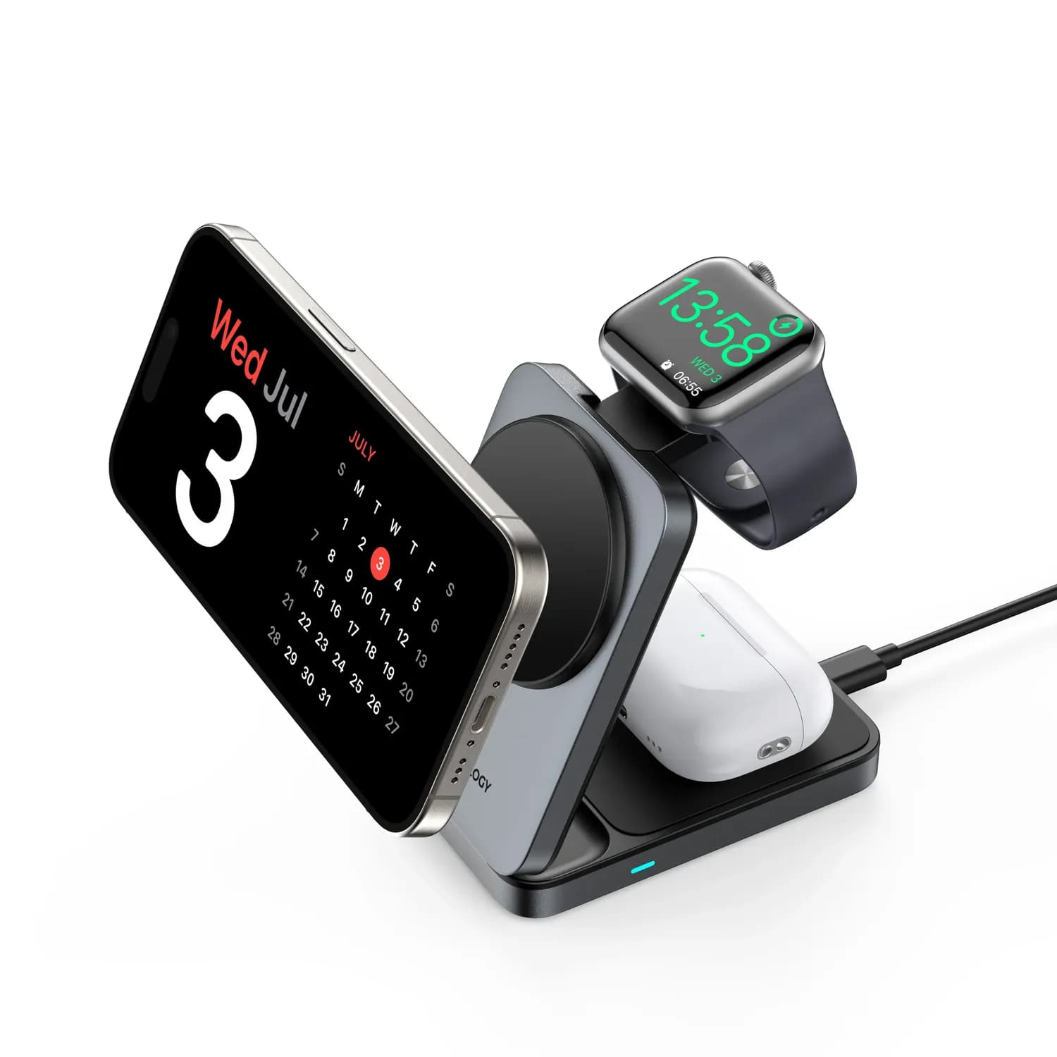 Powerology Multi-Device Fast Charging Hub - Qi2, Black 4