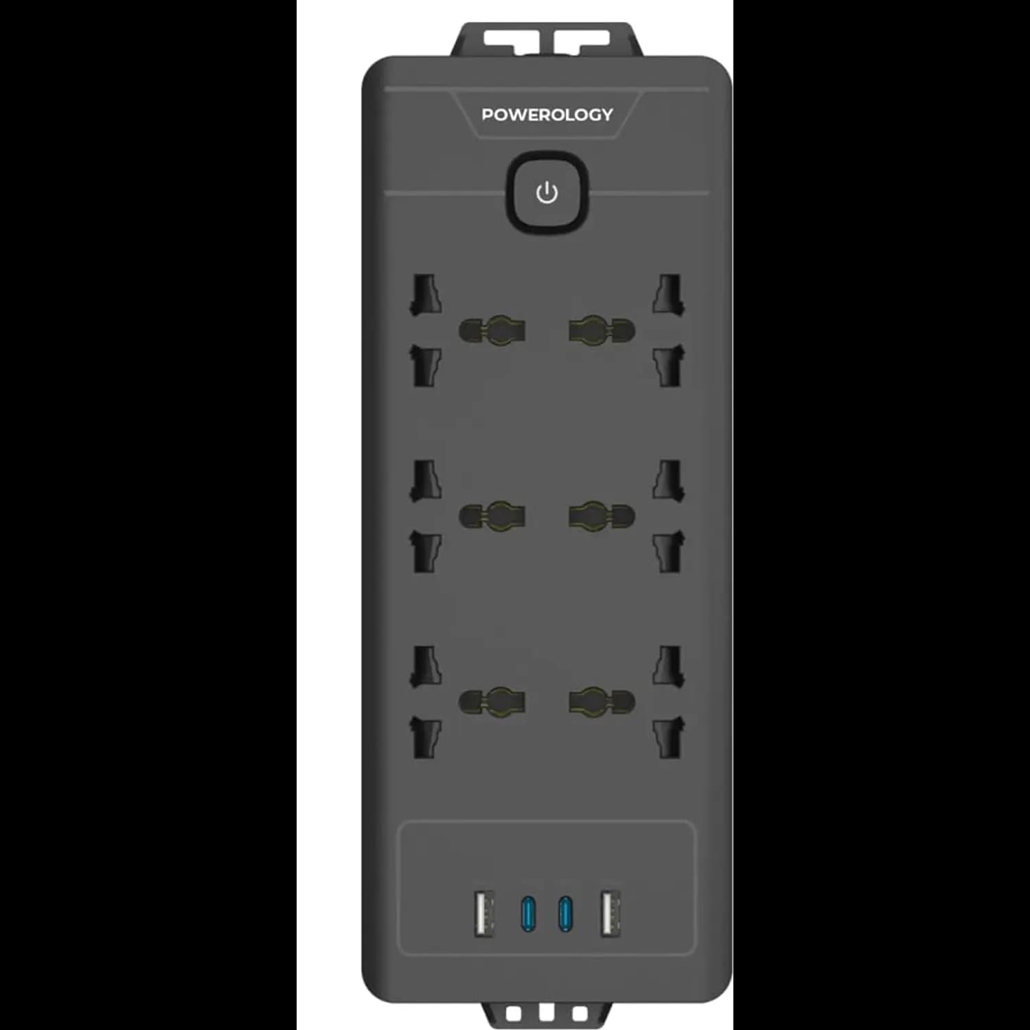 Powerology Power Strip - 6 Outlets, 4 USB Ports, Black 1 Powerology Power Strip - 6 Outlets, 4 USB Ports, Black 1