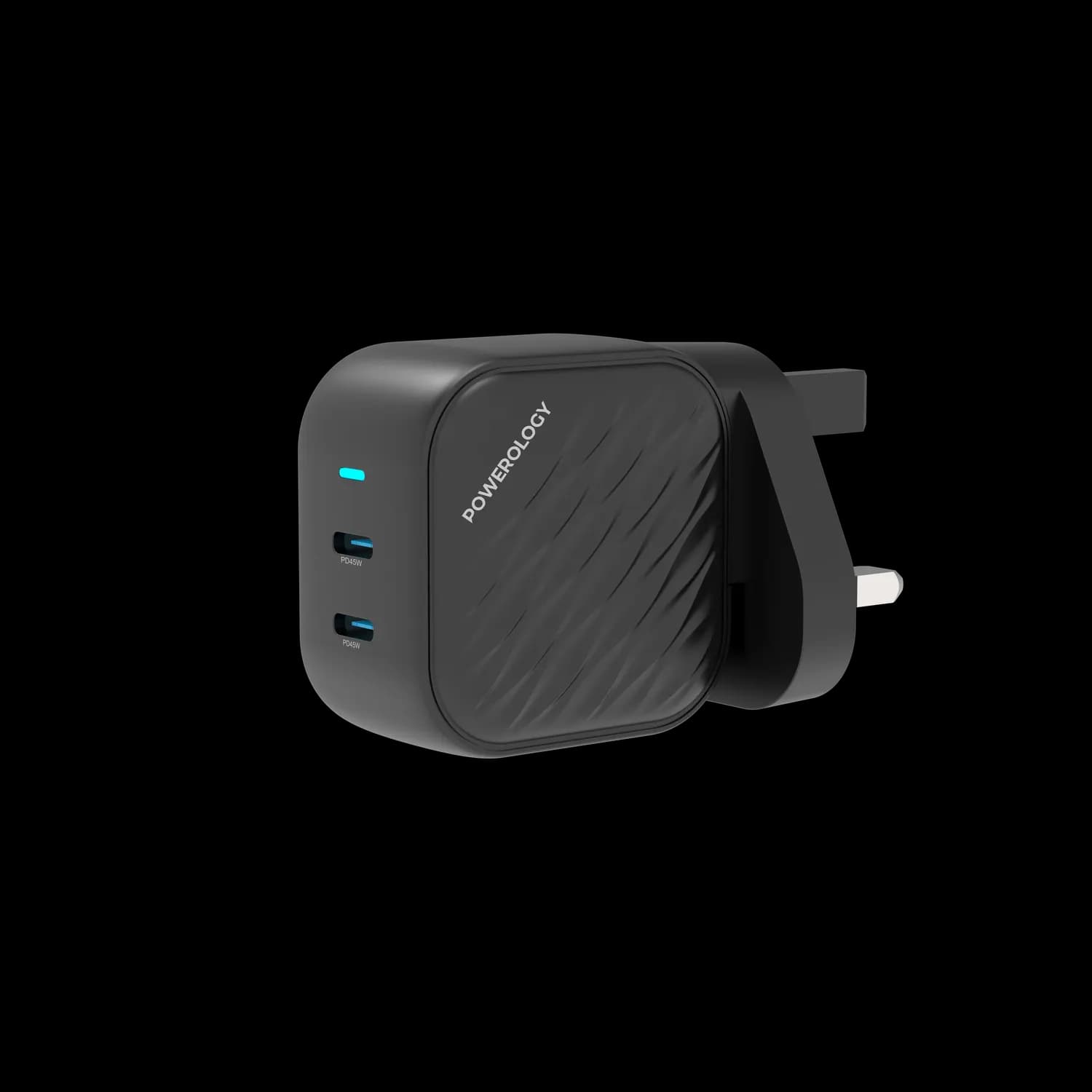 Powerology Wall Charger - Dual USB-C 90W GaN, Black 2