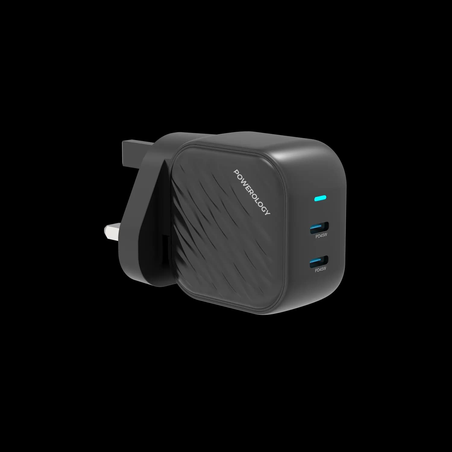 Powerology Wall Charger - Dual USB-C 90W GaN, Black 4
