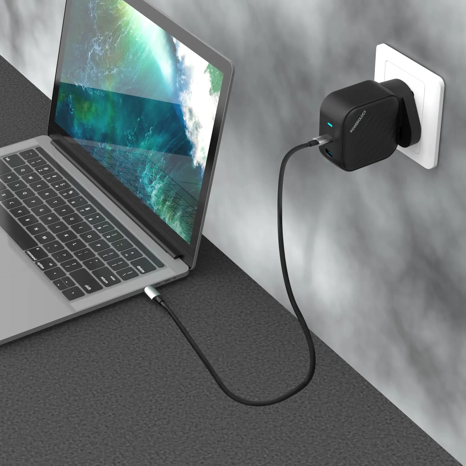Powerology Wall Charger - Dual USB-C 90W GaN, Black 5