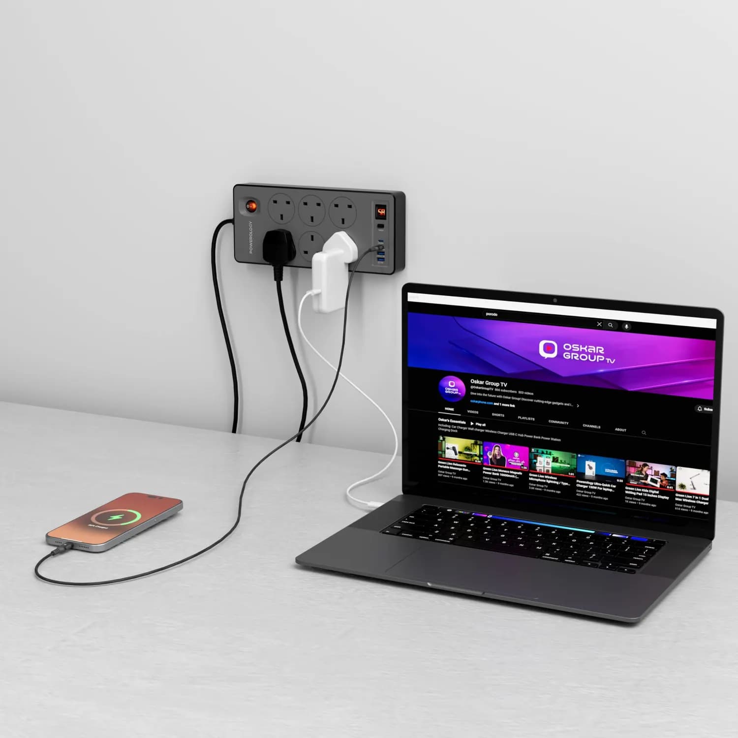 Powerology Power Strip - 2990W, 99H Timer, Black 2