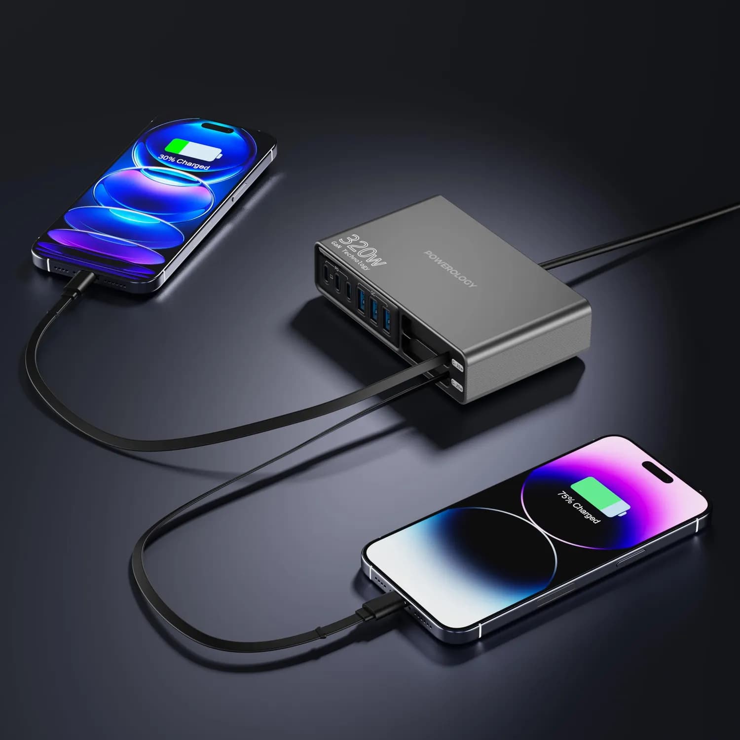 Powerology Charging Station Univo - 320W GaN, PD 100W, Black 3