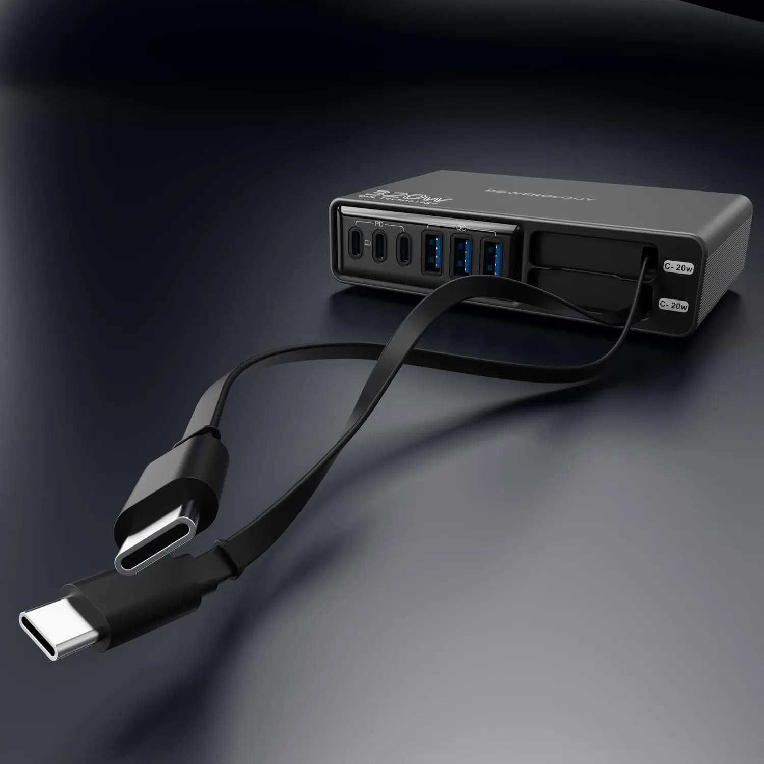Powerology Charging Station Univo - 320W GaN, PD 100W, Black 4