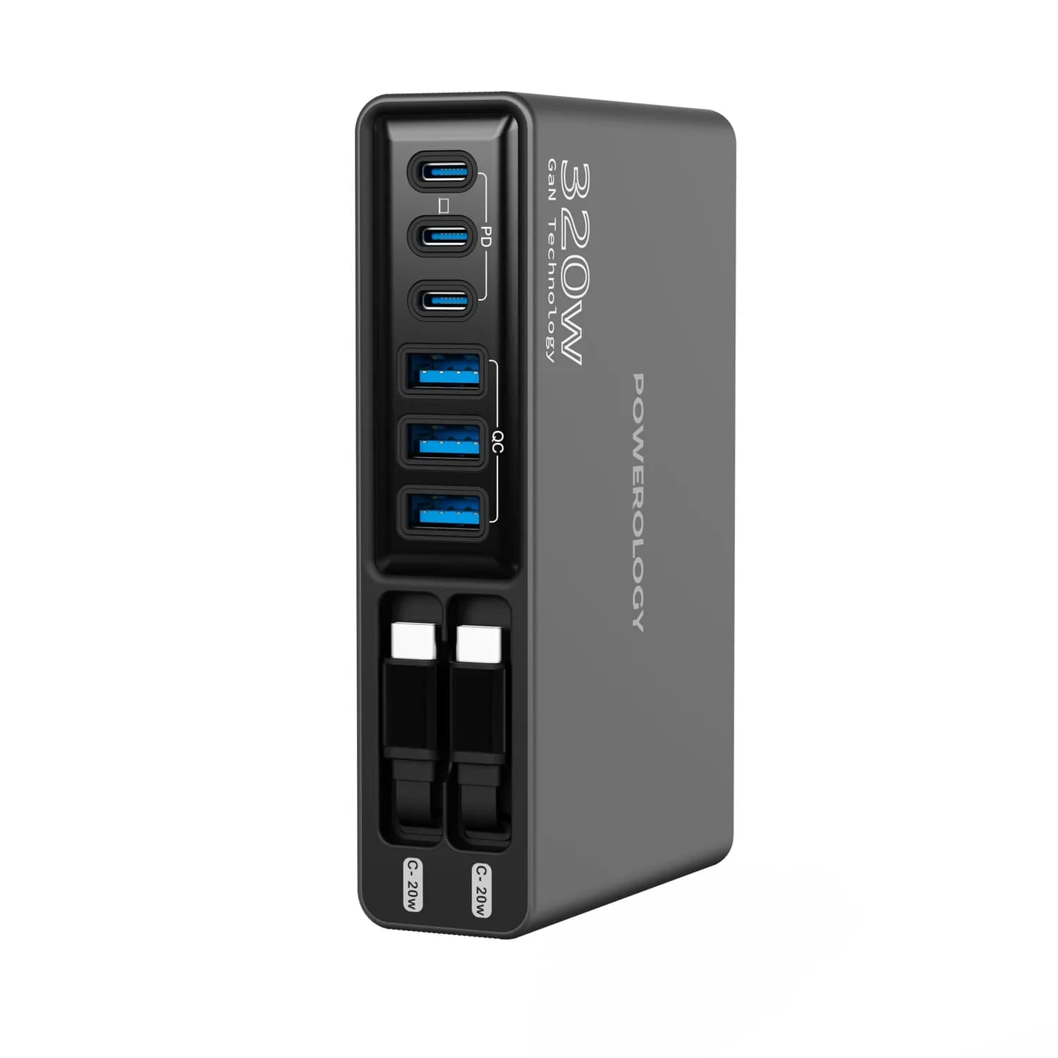 Powerology Charging Station Univo - 320W GaN, PD 100W, Black 1