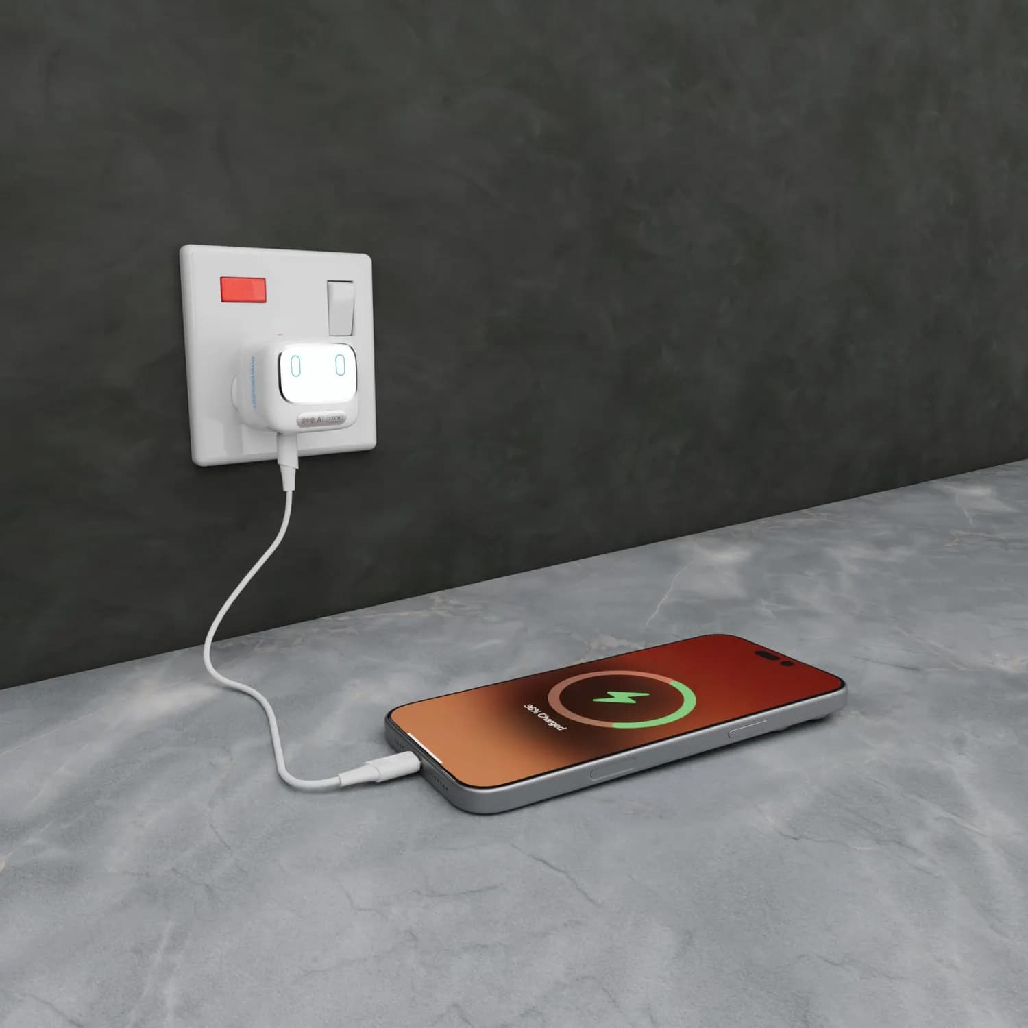 Powerology Charger Lumix PD 45W GaN - Dual USB-C, White 2