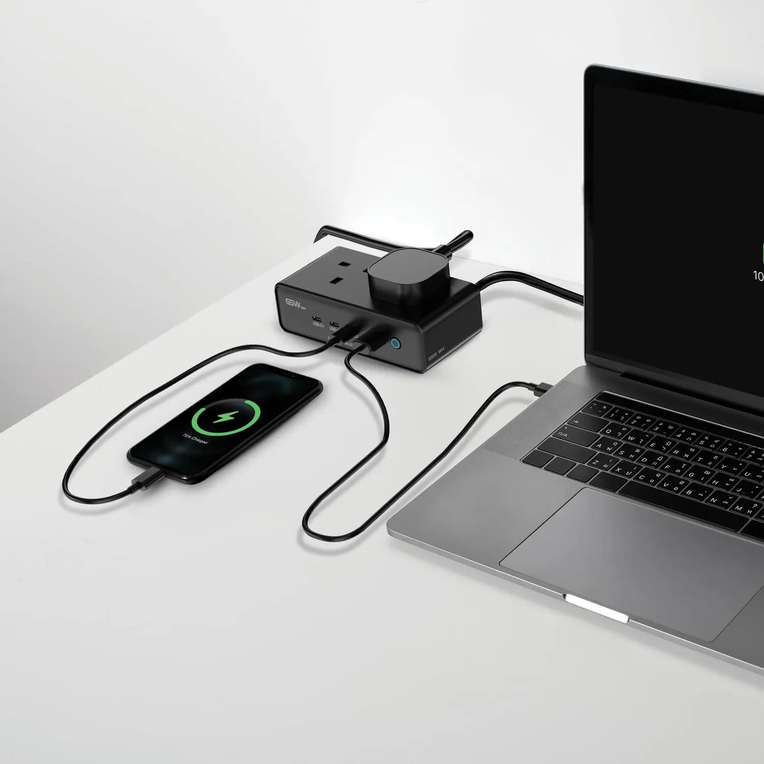Powerology Charging Station OMNIX - 3250W, GaN 65W PD, Dual AC, 4 USB, Black 2