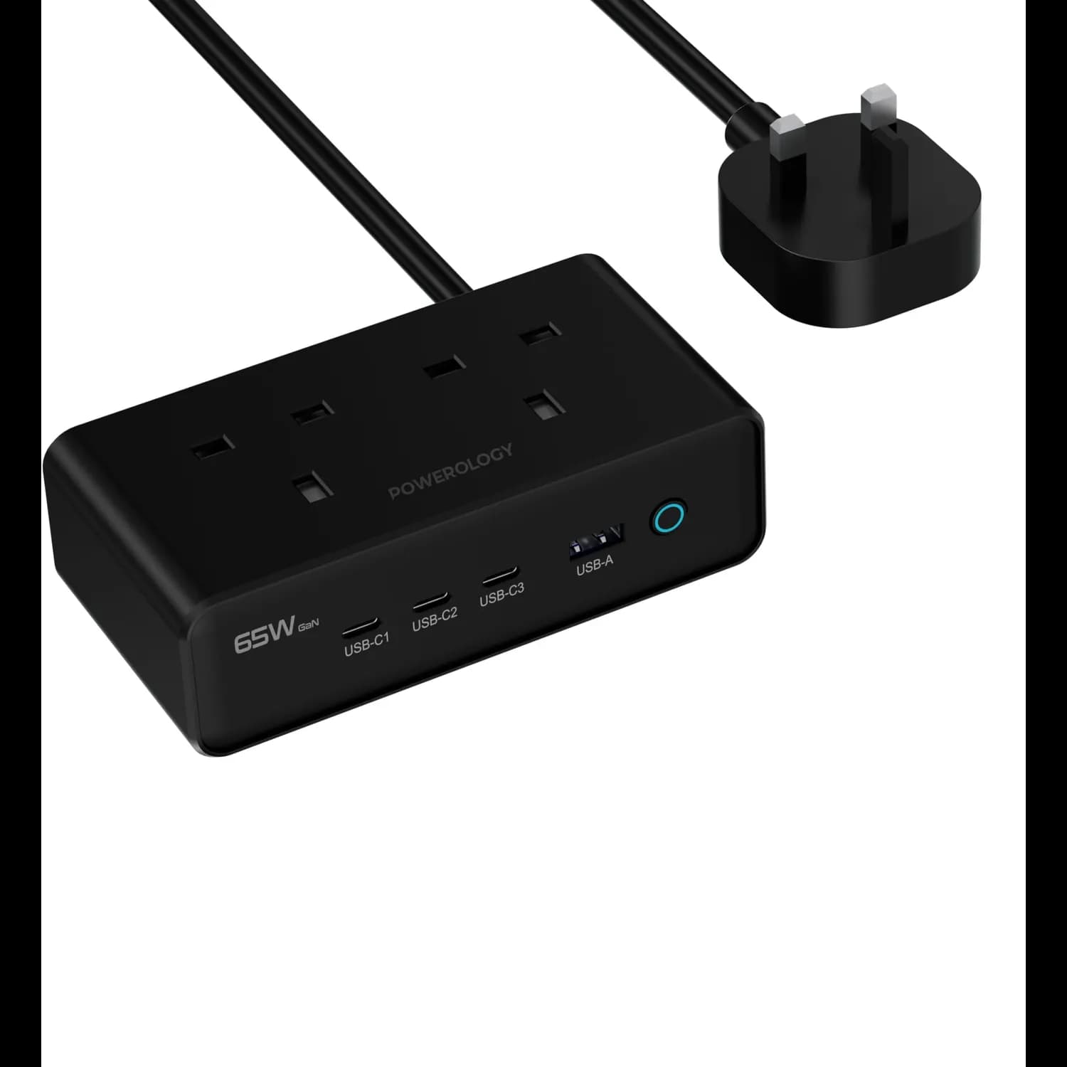 Powerology Charging Station OMNIX - 3250W, GaN 65W PD, Dual AC, 4 USB, Black 4