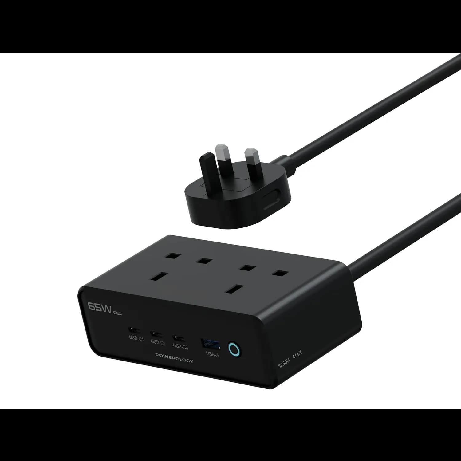 Powerology Charging Station OMNIX - 3250W, GaN 65W PD, Dual AC, 4 USB, Black 5