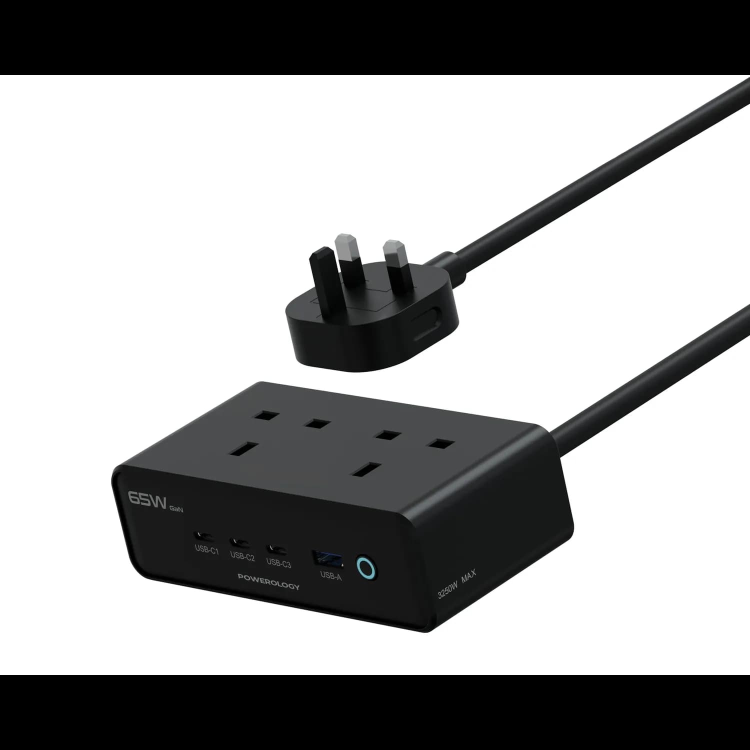 Powerology Charging Station OMNIX - 3250W, GaN 65W PD, Dual AC, 4 USB, Black 1