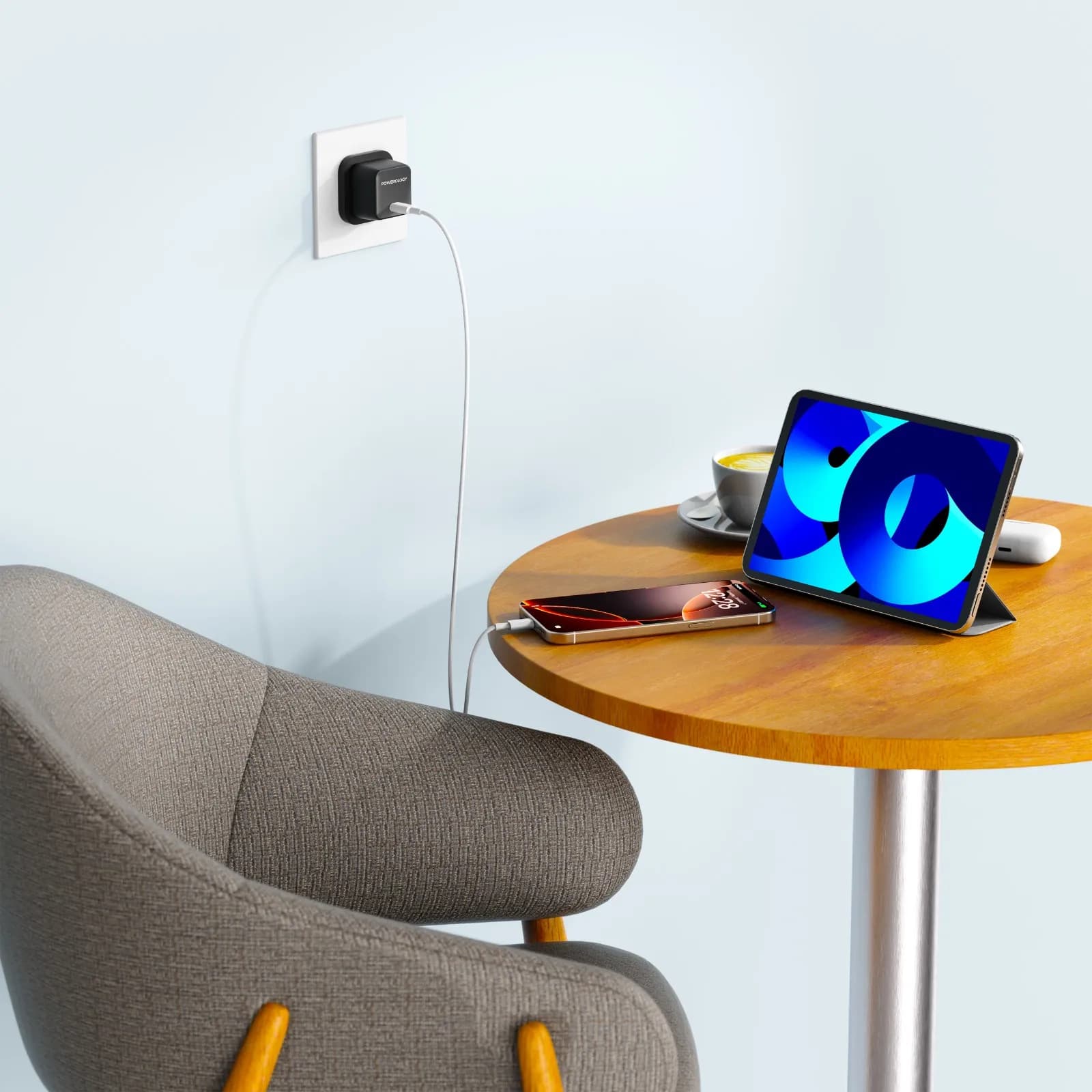 Powerology GaN Charger QX 45W - USB-C, Black/Grey 4