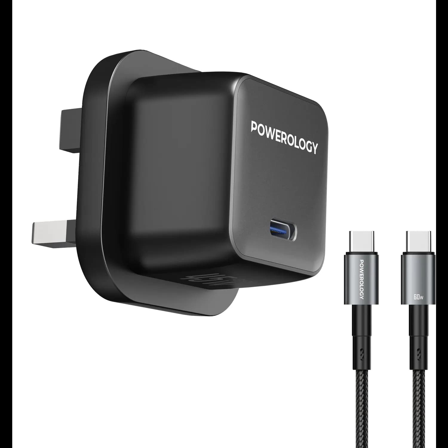 Powerology GaN Charger QX 45W - Single Port Type-C, Black/Grey — Black 1