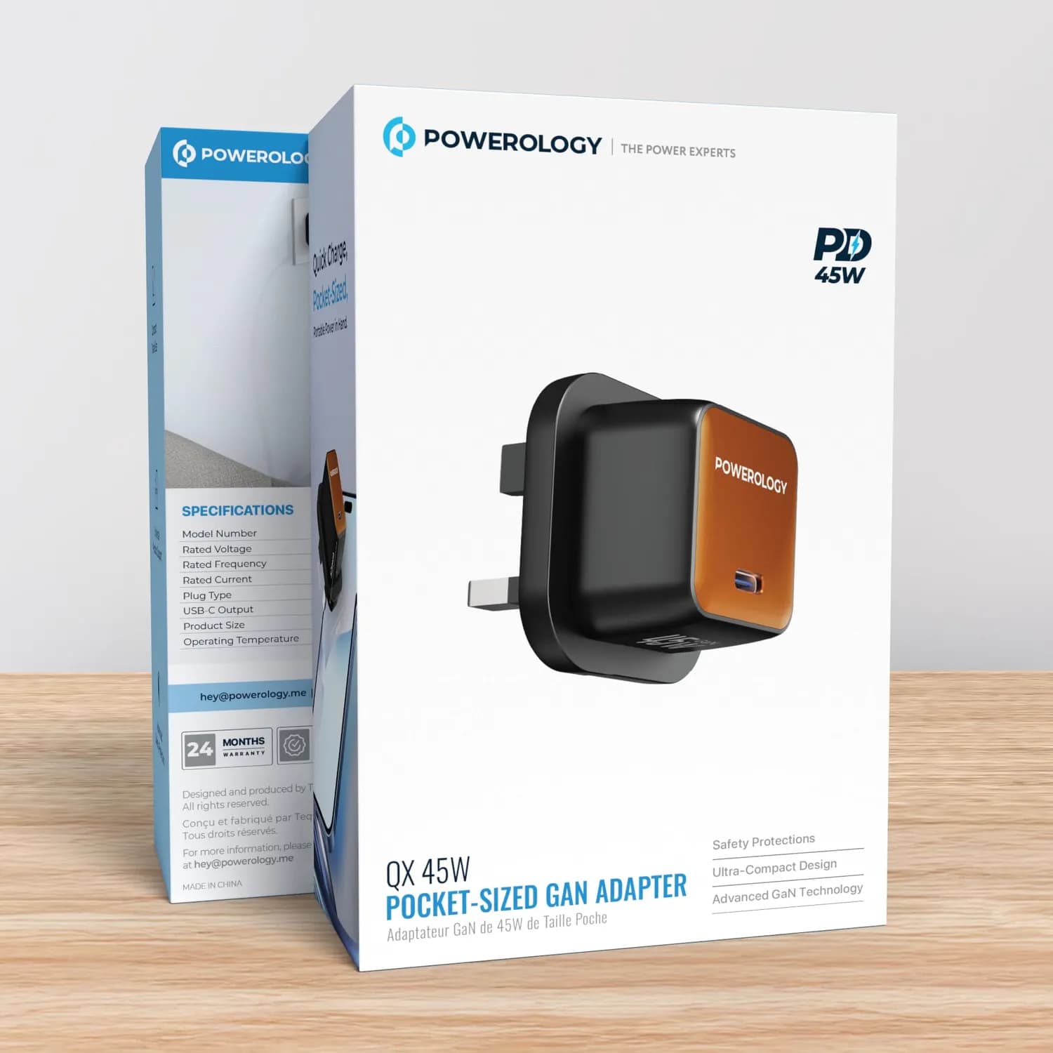 Powerology Charger QX - 45W GaN PD & QC 4.0, Orange 4