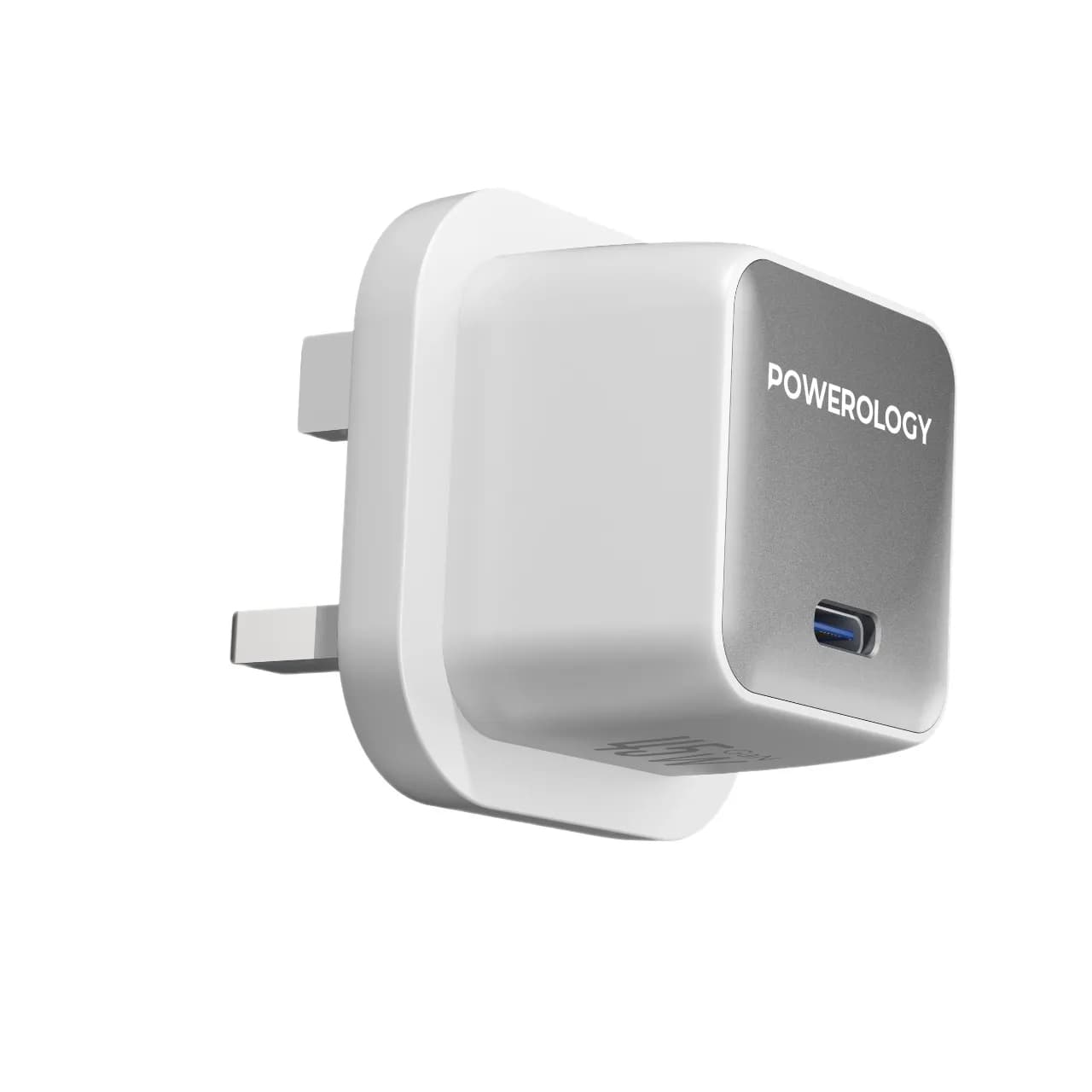 Powerology GaN Charger QX 45W - USB-C, White/Silver 3