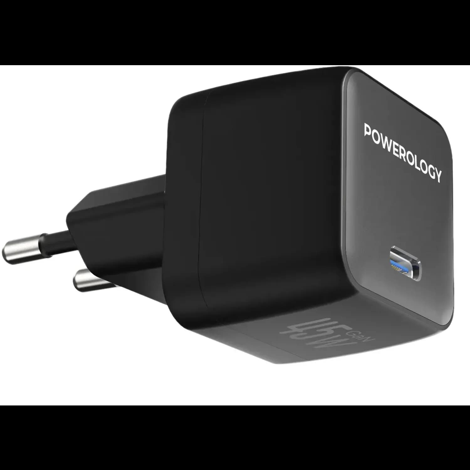 Powerology GaN Charger QX 45W - Single Port Type-C, Black/Grey — Black 3