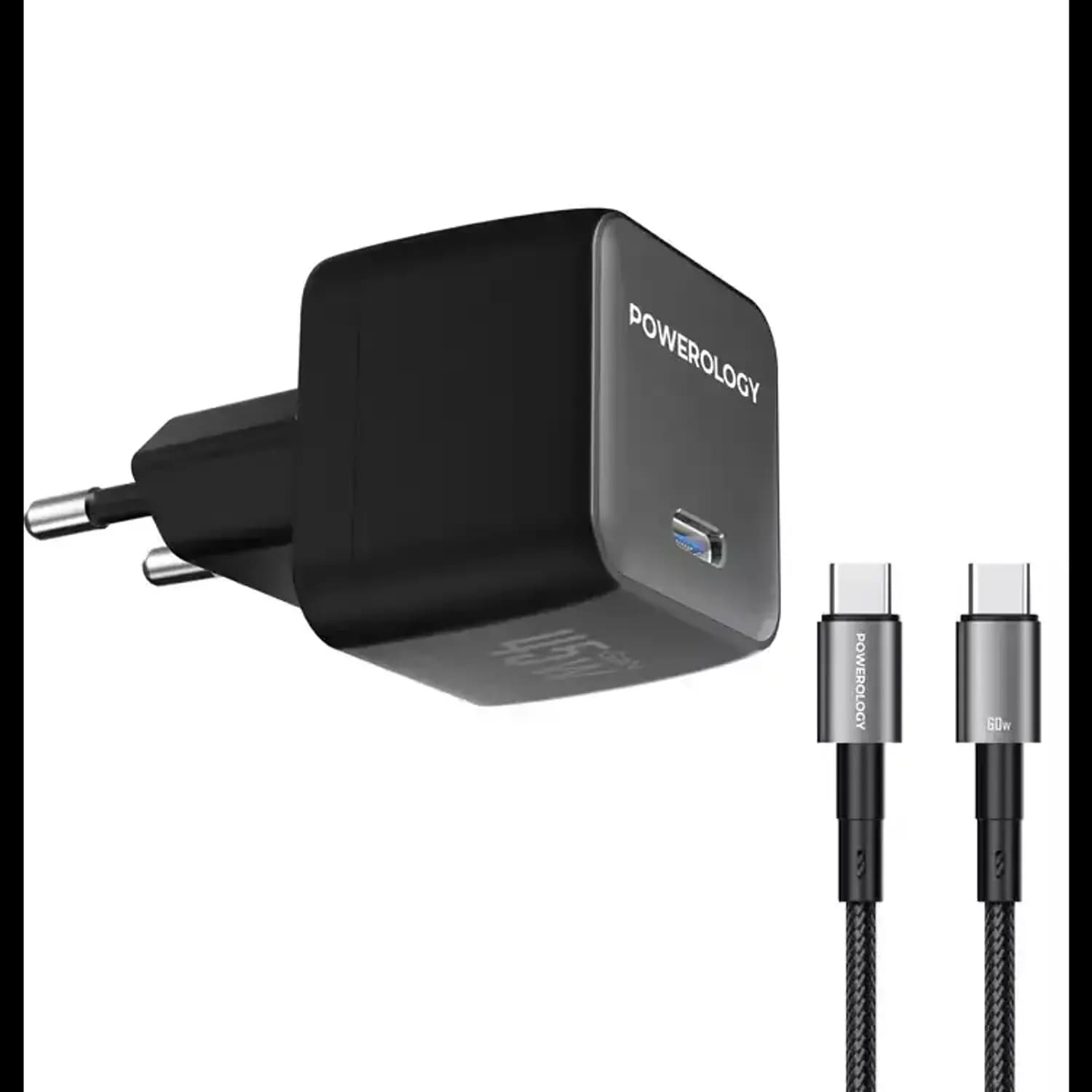 Powerology GaN Charger QX 45W - Single Port Type-C, Black/Grey — Black 2