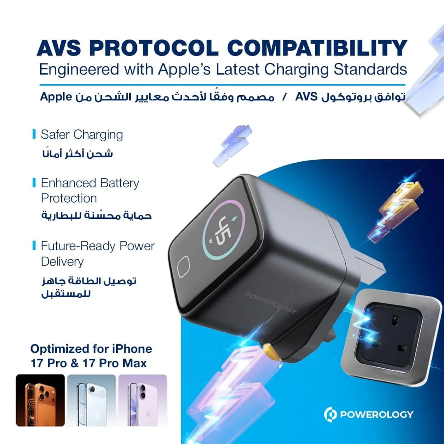Powerology GaN Charger VoltFlow - 45W PD USB-C, TFT Display, Gray 3